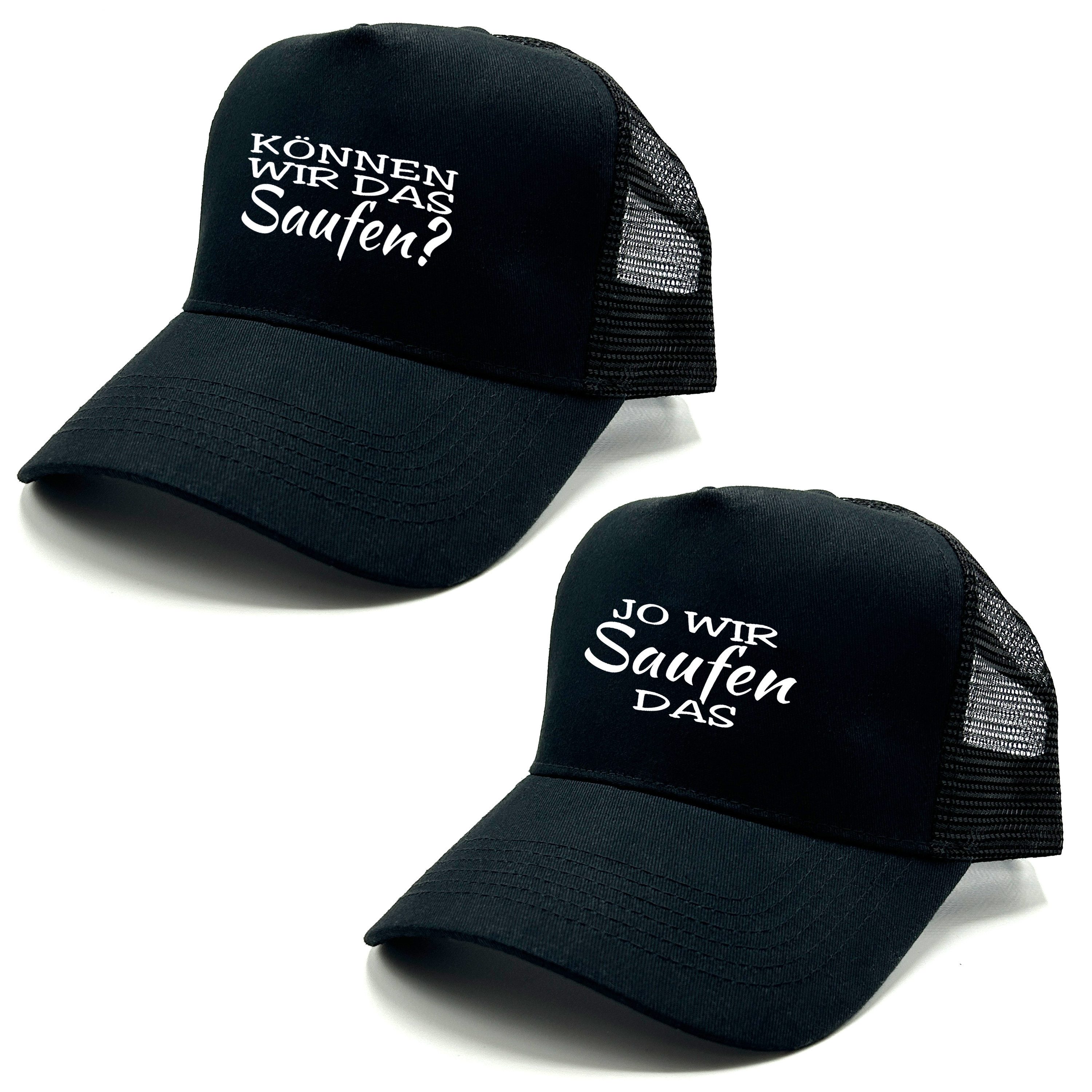 Herzbotschaft Trucker Cap 2er Set Basecap mit Spruch KÖNNEN WIR DAS Saufen? - JO WIR Saufen DAS One Size durch verstellbaren Klip-Verschluss