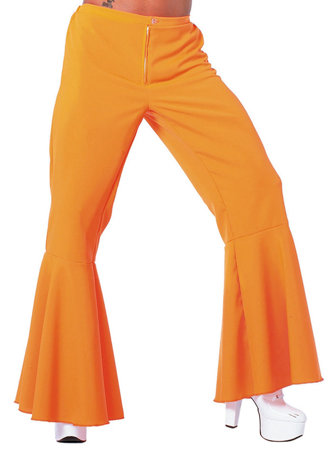 Metamorph Kostüm Disco Schlaghose für Herren orange, 70er Jahre Stretchhose für jede Passform