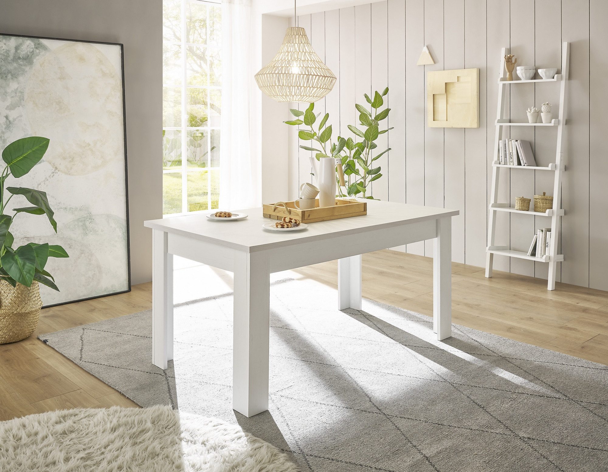 Beauty.Scouts Esstisch "Hygge", in Pinie Weiss Nachbildung, 160 x 76 x 90 cm