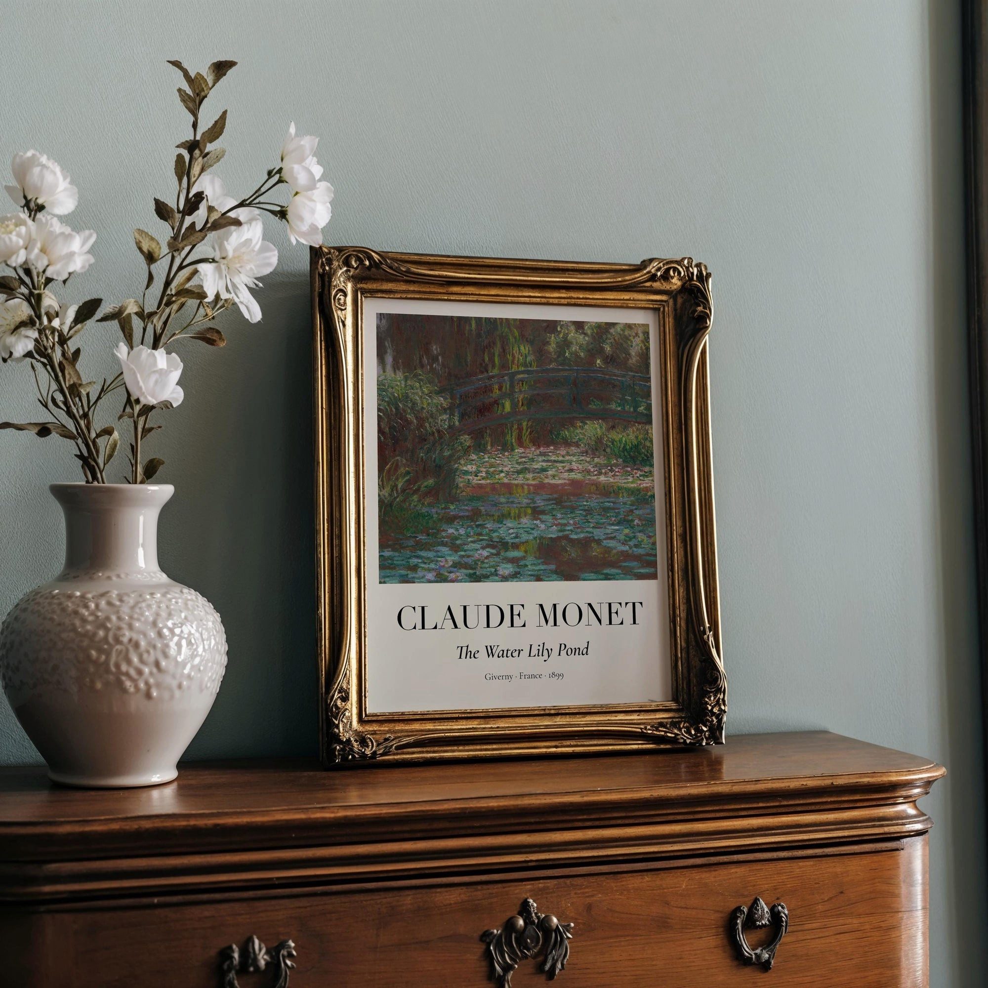 JUSTGOODMOOD Poster Premium ® Claude Monet · Water Lily Pond in Giverny 1899 · Seerosen, (1 St), verschiedene Größen wählbar