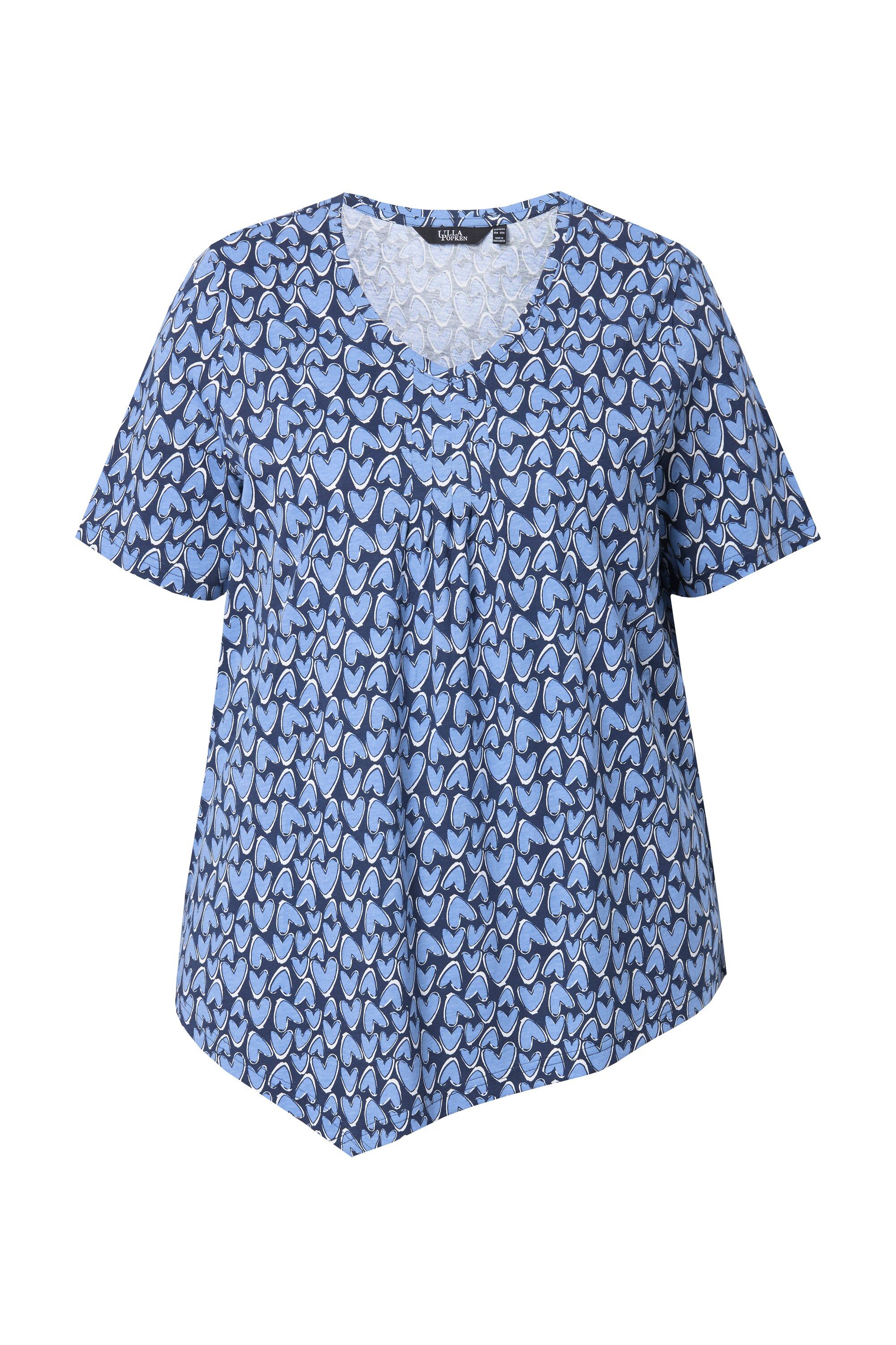Ulla Popken T-Shirt T-Shirt Herzen Zipfelsaum günstig online kaufen