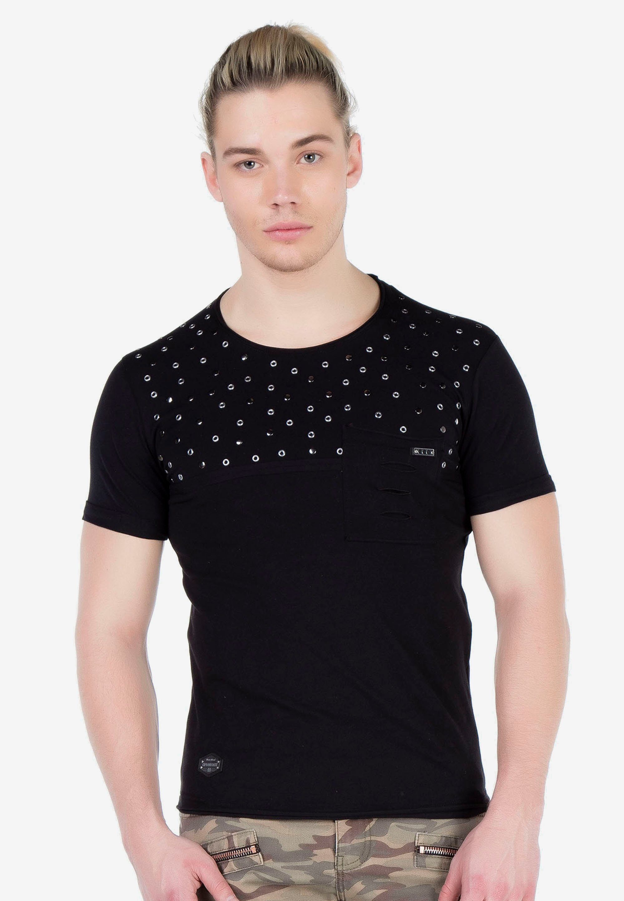 Cipo & Baxx T-Shirt mit coolen Nieten | T-Shirts