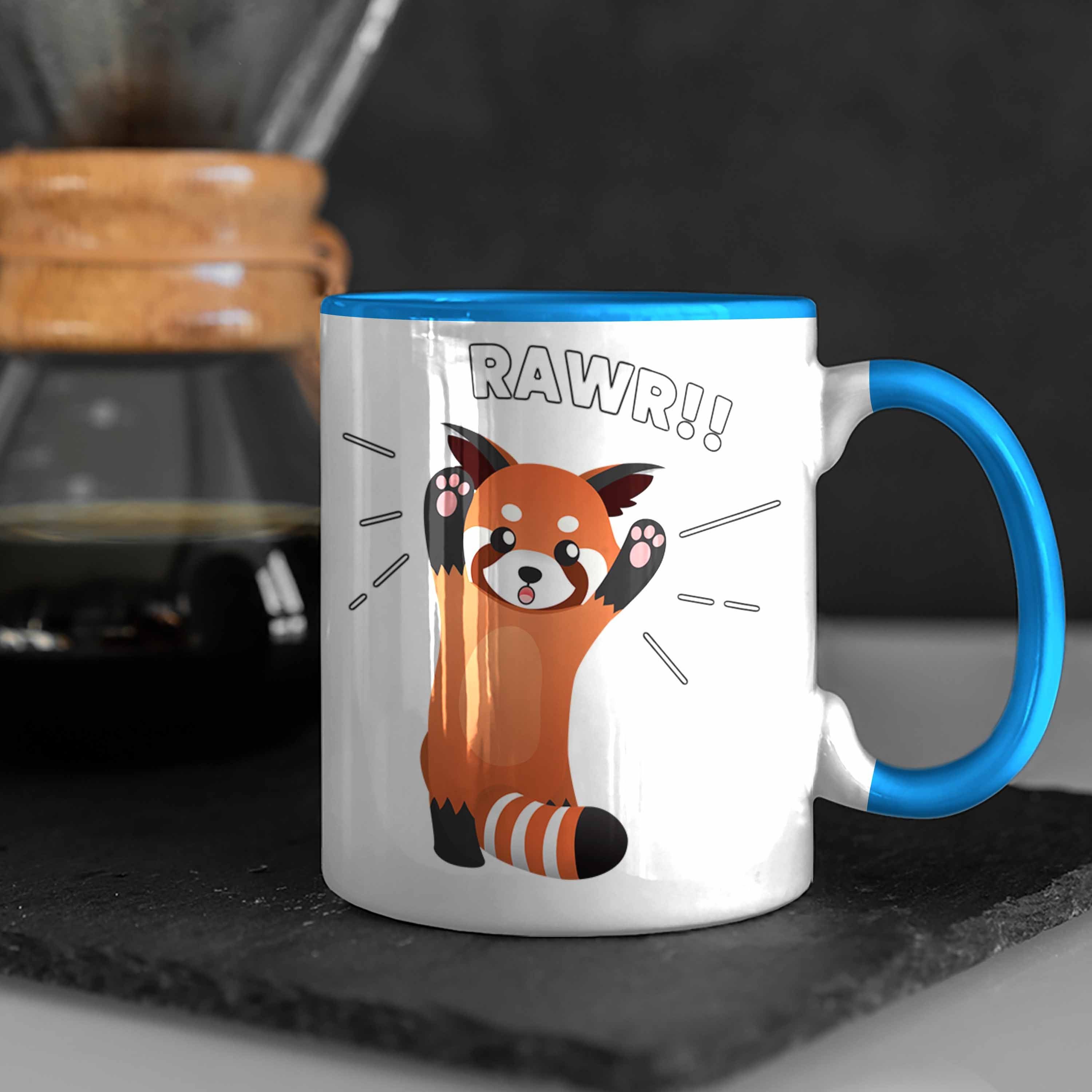 Jungs Grafik Tasse Trendation Tasse Rawr Kinder Lustige für Mädchen Trendation Geschenkidee Blau Roter Panda -