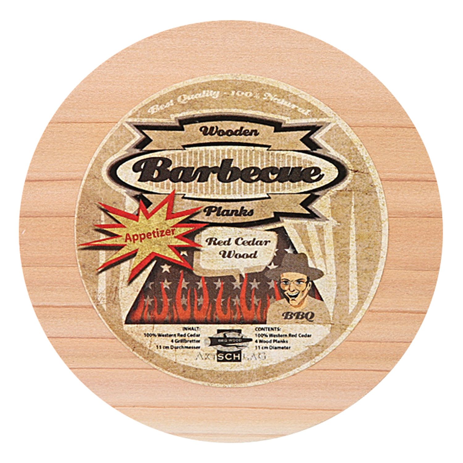 Axtschlag Aromaplanke Axtschlag Wood Plank Rotzeder Appetizer 4er Set, Holz