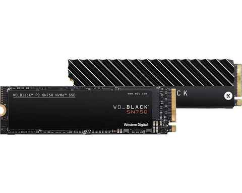 WD_Black SN750 NVMe SSD Heatsink Gaming-SSD (500 GB) 3470 MB/S Lesegeschwindigkeit, 3000 MB/S Schreibgeschwindigkeit, mit Kühlkörper