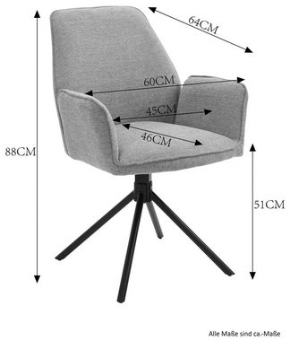 byLIVING Esszimmerstuhl Blair (Set, 2 St), 2er-Set, 360 Grad drehbar, gemütlicher Sessel, verschiedenen Stoffe