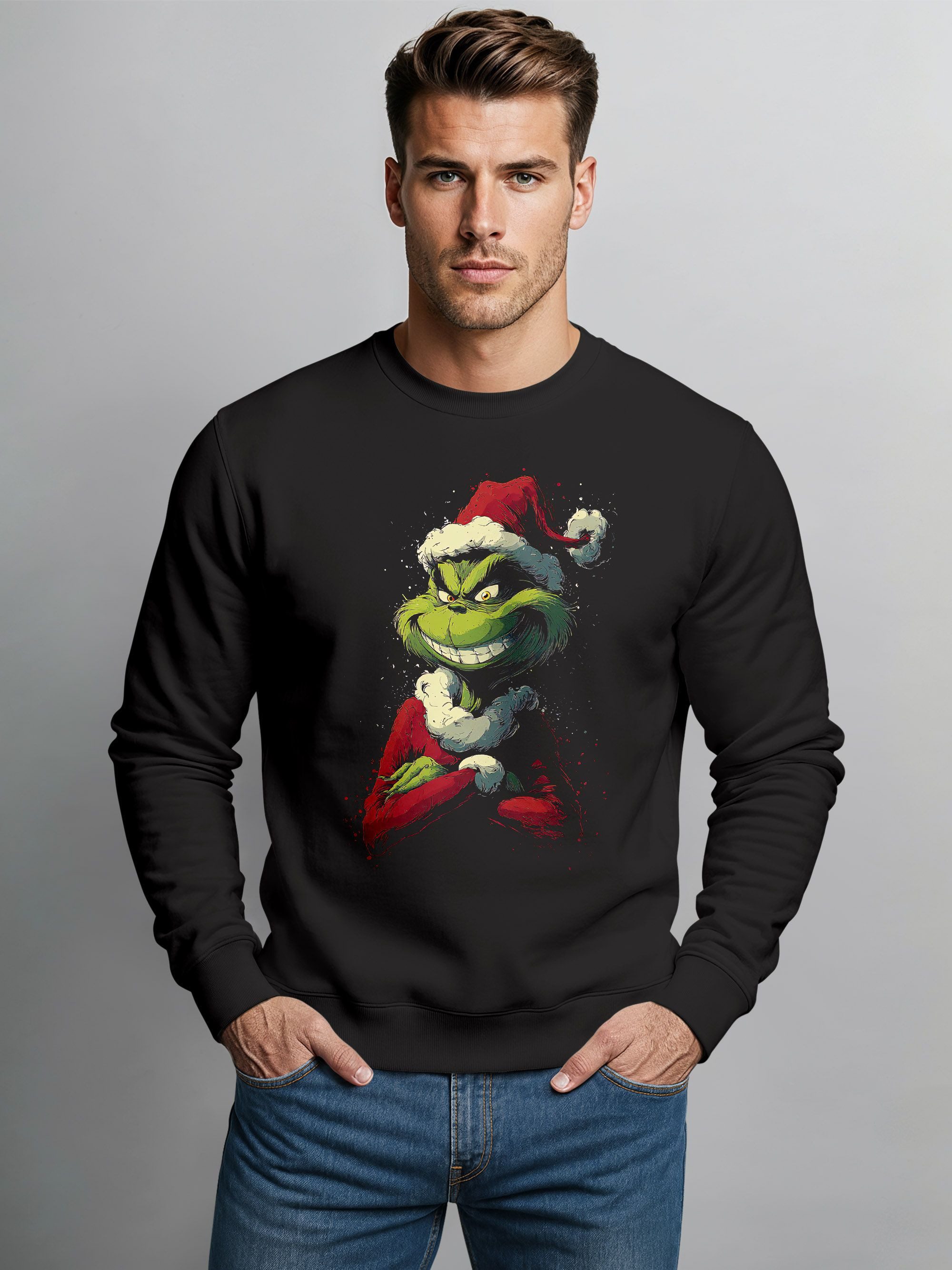 MoonWorks Sweatshirt Sweatshirt Herren Weihnachtspullover Aufdruck Anti Wei günstig online kaufen