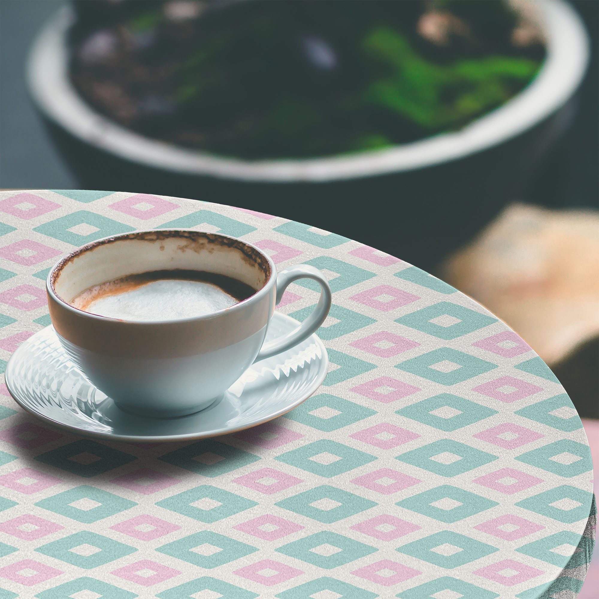 Abakuhaus Tischdecke Rundum-elastische Stofftischdecke, Abstrakt Weich tonte Diamant-Formen