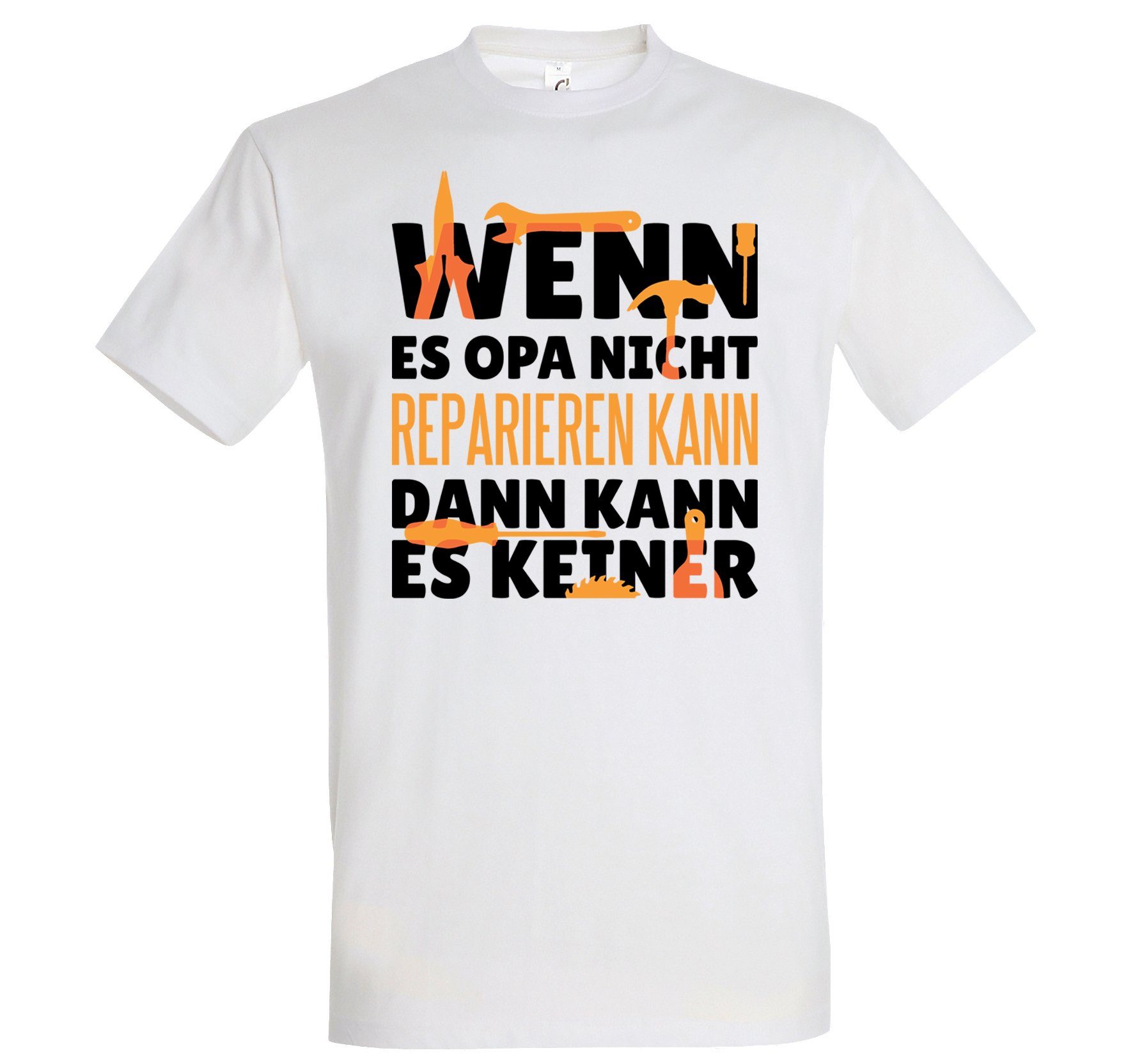 Youth Designz T-Shirt Opa Reparieren Herren Shirt mit lustigem Frontprint Weiß