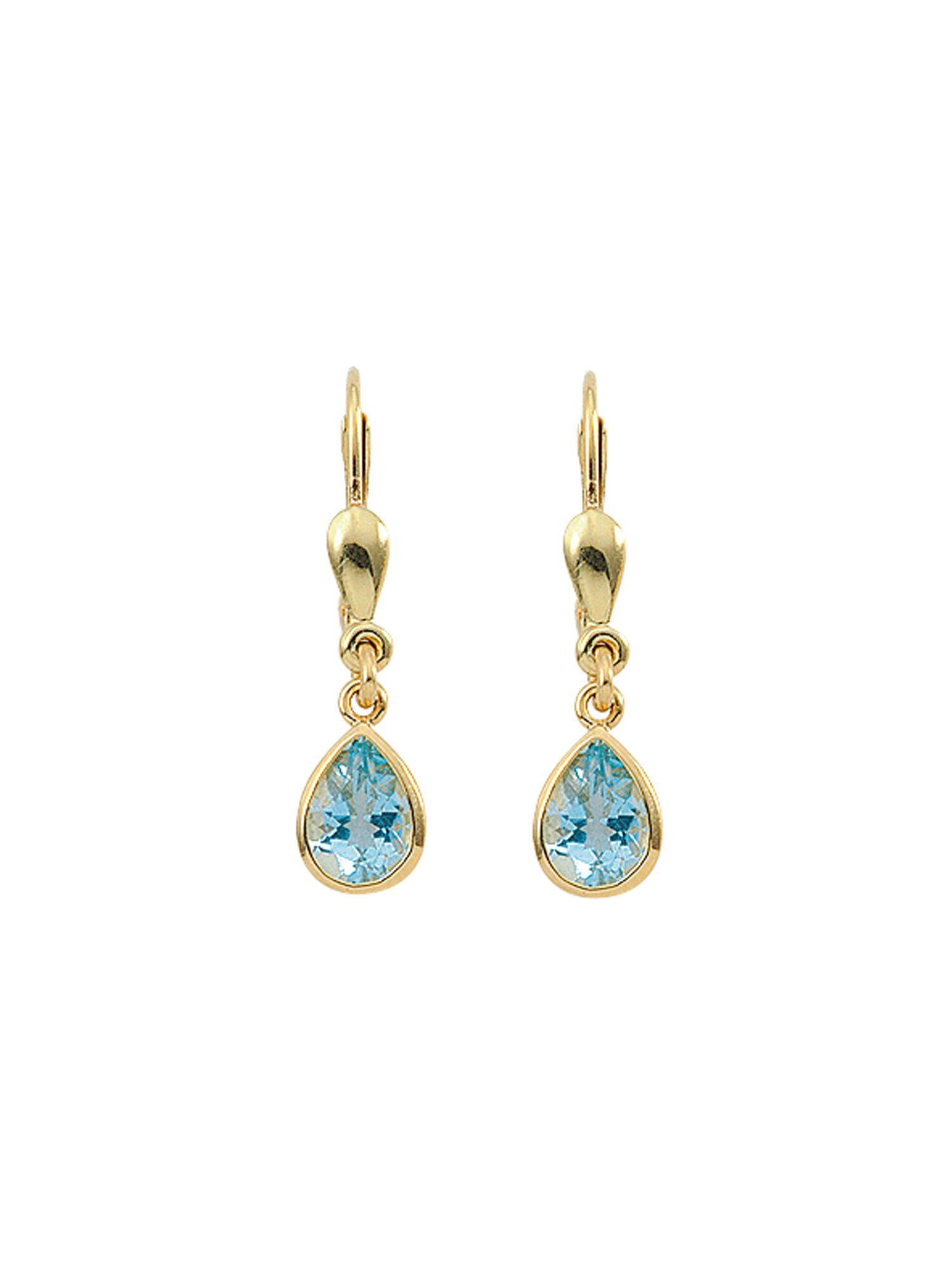 Adelia´s Paar Ohrhänger 585 Gold Ohrringe Ohrhänger, mit Aquamarin Goldschmuck für Damen