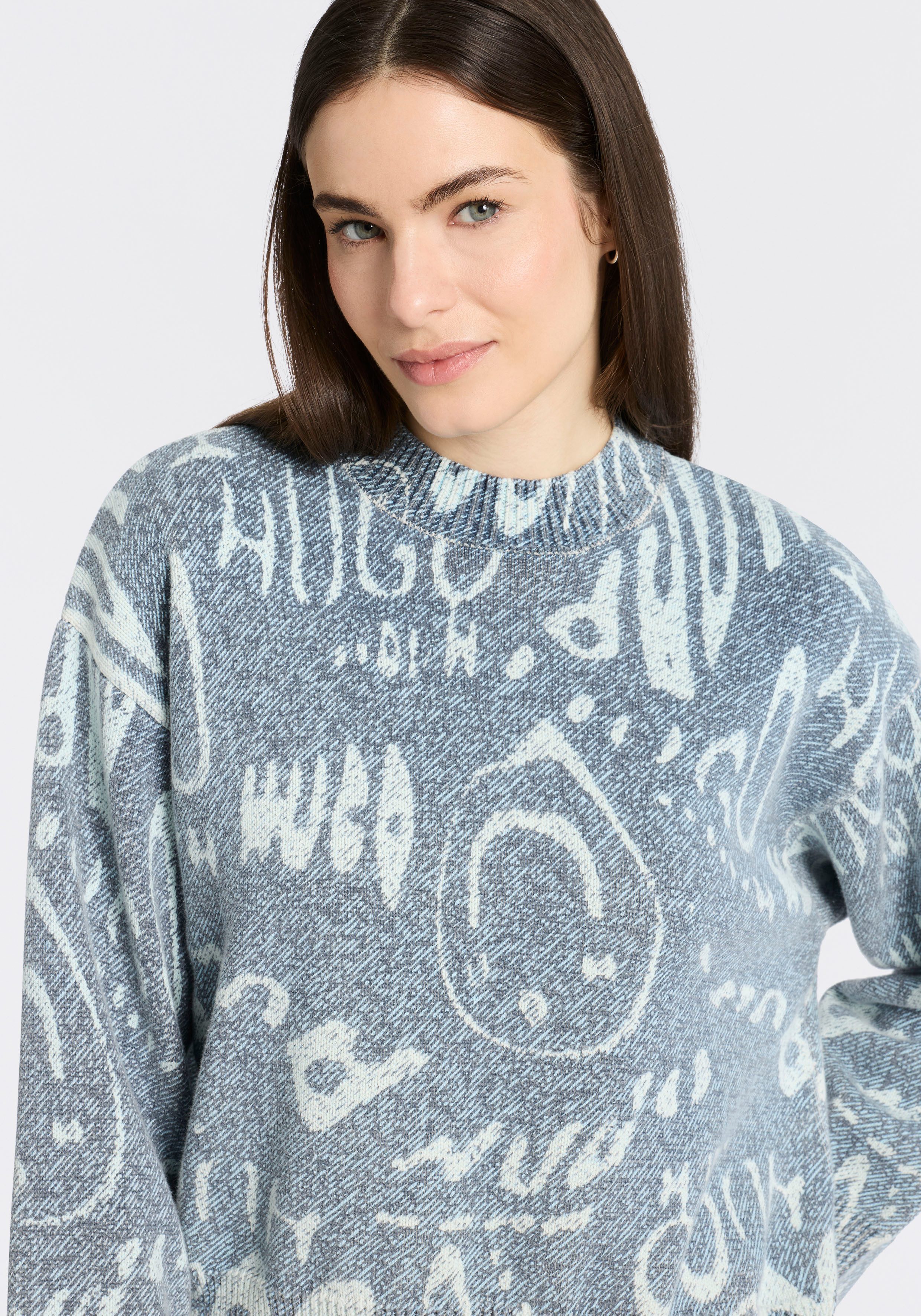 HUGO Strickpullover Slicary mit Allover-Muster, oversize