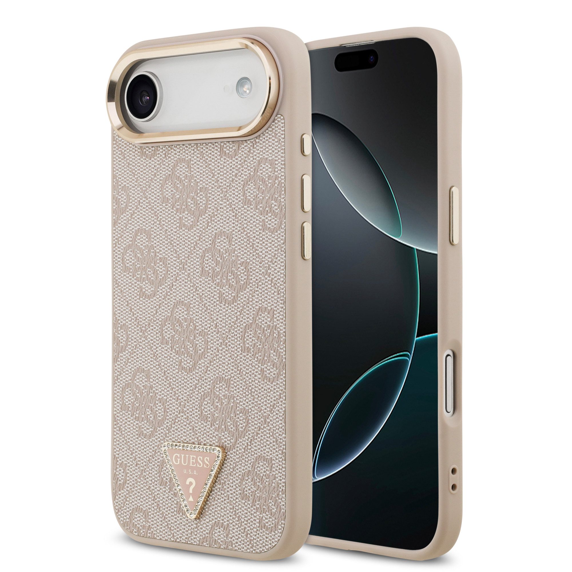 Guess Handyhülle GUESS Case für iPhone Air Strass Triangle Logo Handyhülle Cover Rosa