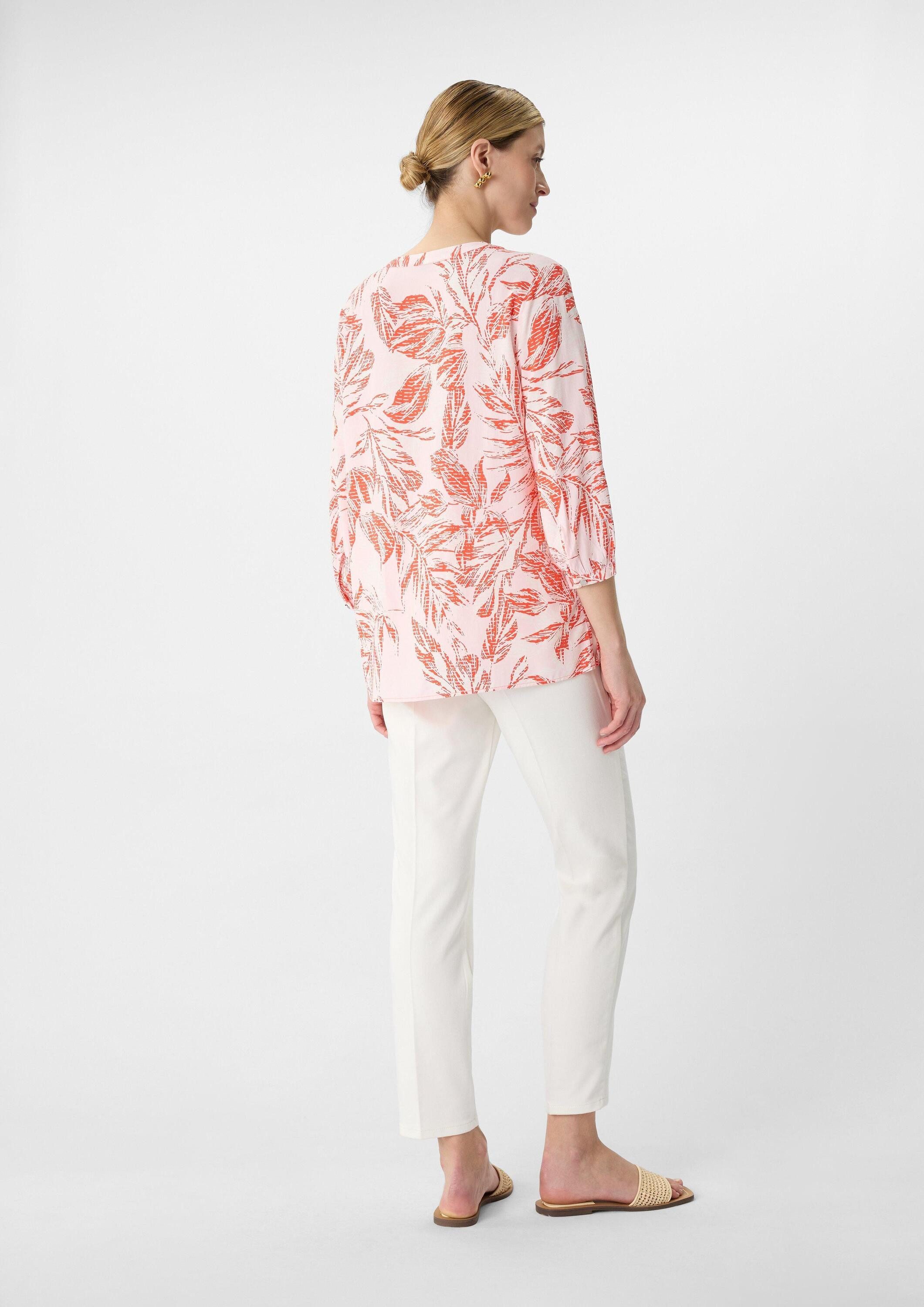 comma Kurzarmbluse Bluse Gemusterte Bluse mit 3/4-Ärmeln