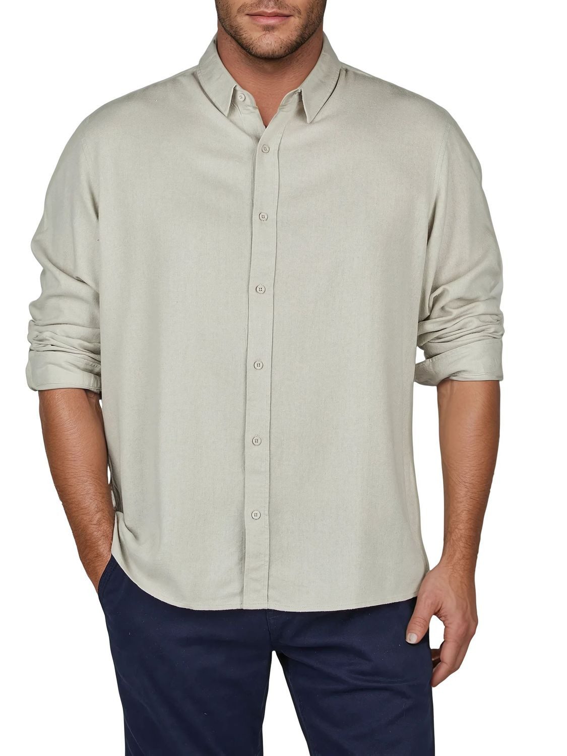 Langarmhemd Herren Leinen Hemd RIVFabrizio Regular Fit