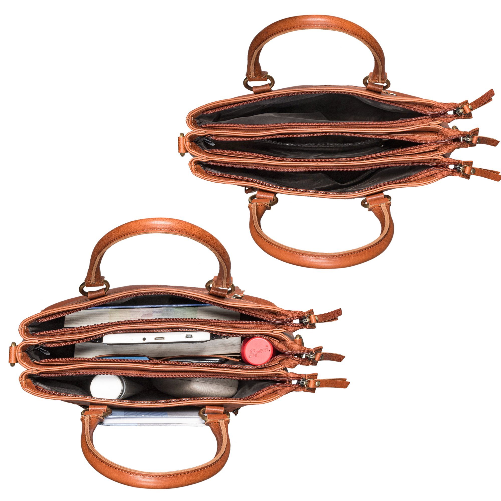 STILORD Handtasche "Frauke" Organisierte Leder Handtasche Damen Umhängetasche