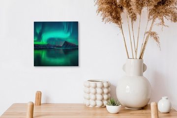 OneMillionCanvasses® Leinwandbild Nordlichter - Berge - Norwegen, (1 St), Leinwand Bilder für Wohnzimmer Schlafzimmer