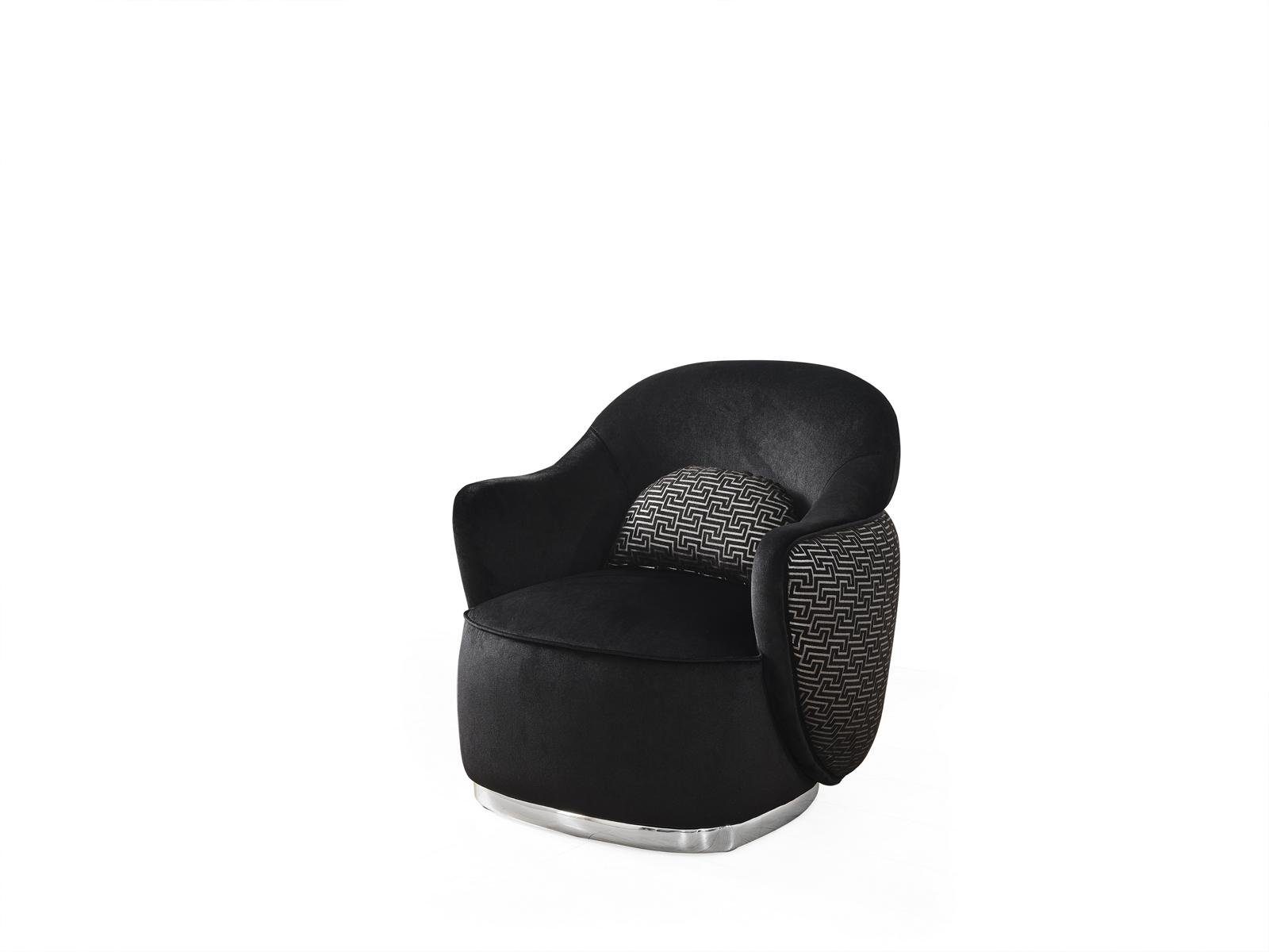 JVmoebel Sessel Sessel Design schwarz Textil Modern Holz Design Polster Wohnzimmer