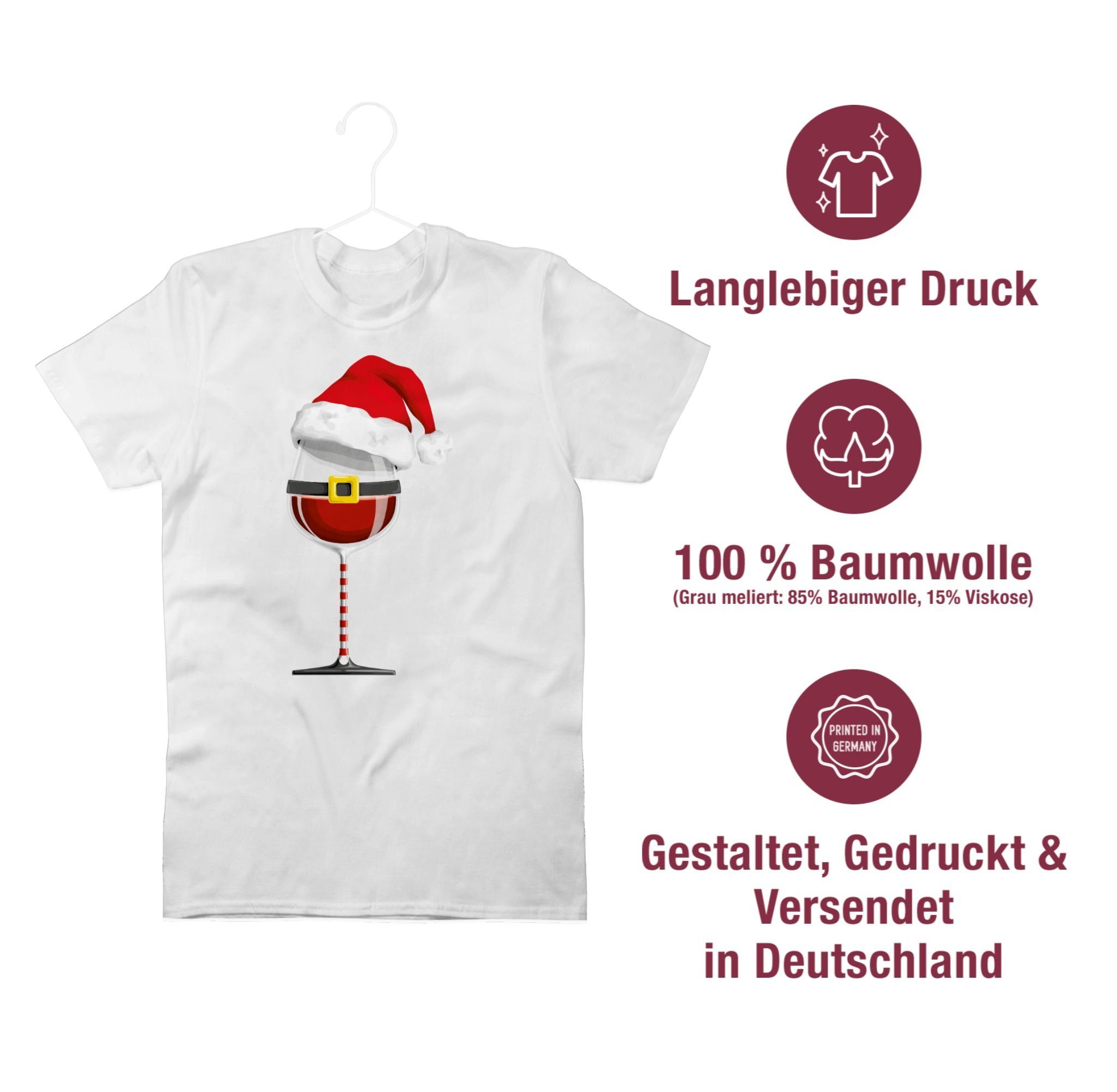 Shirtracer T-Shirt Kleidung 02 Weinachtsglas Weiß Weihachten