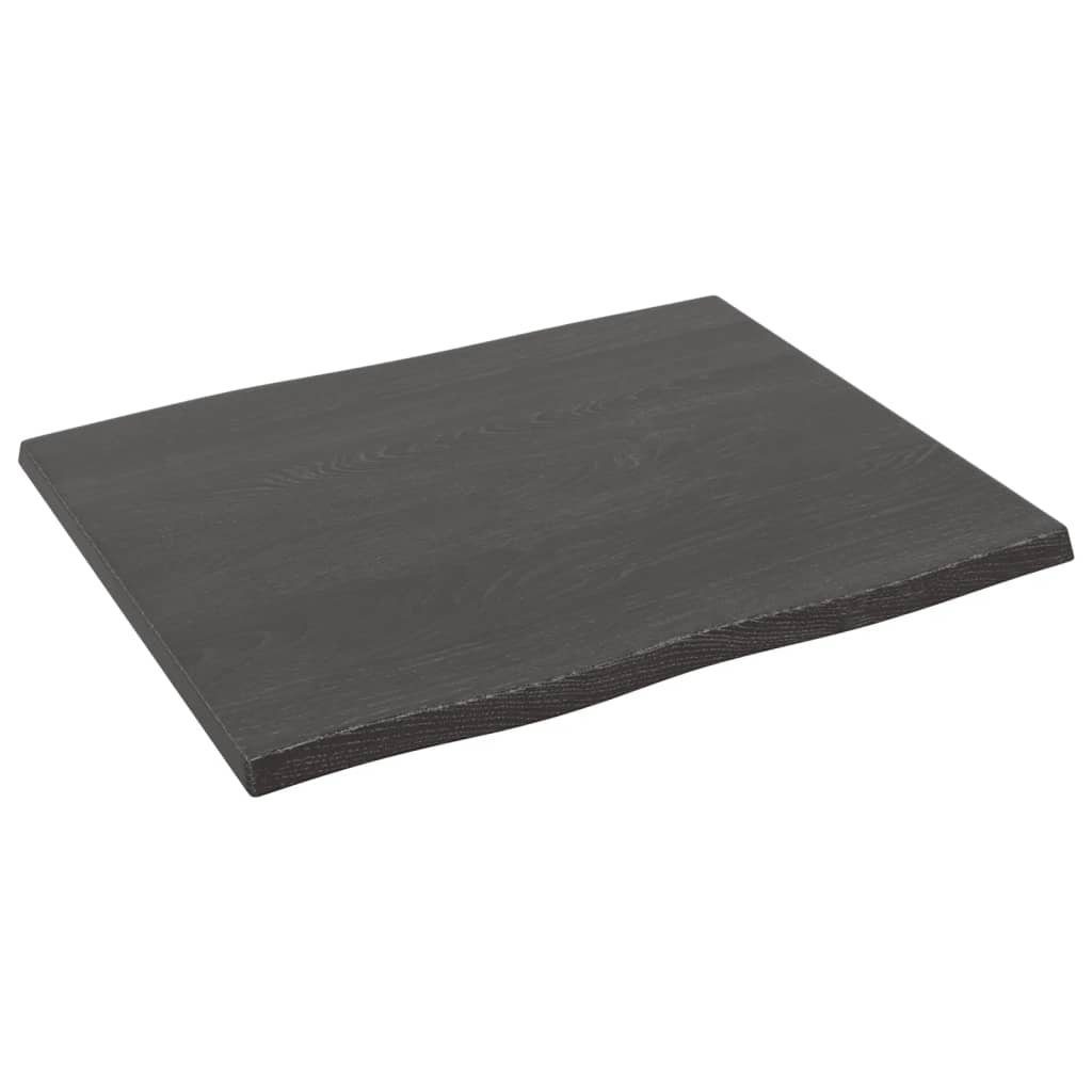 (1 cm Tischplatte Massivholz St) 60x50x2 furnicato Eiche Behandelt Baumkante