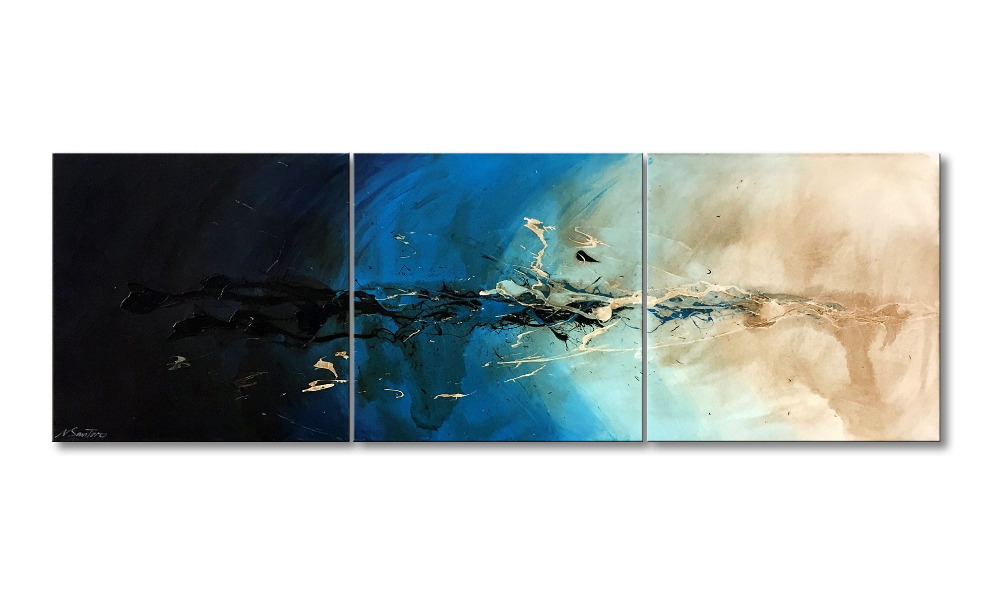 WandbilderXXL Gemälde Morning Shower 180 x 60 cm, Abstraktes Gemälde, handgemaltes Unikat