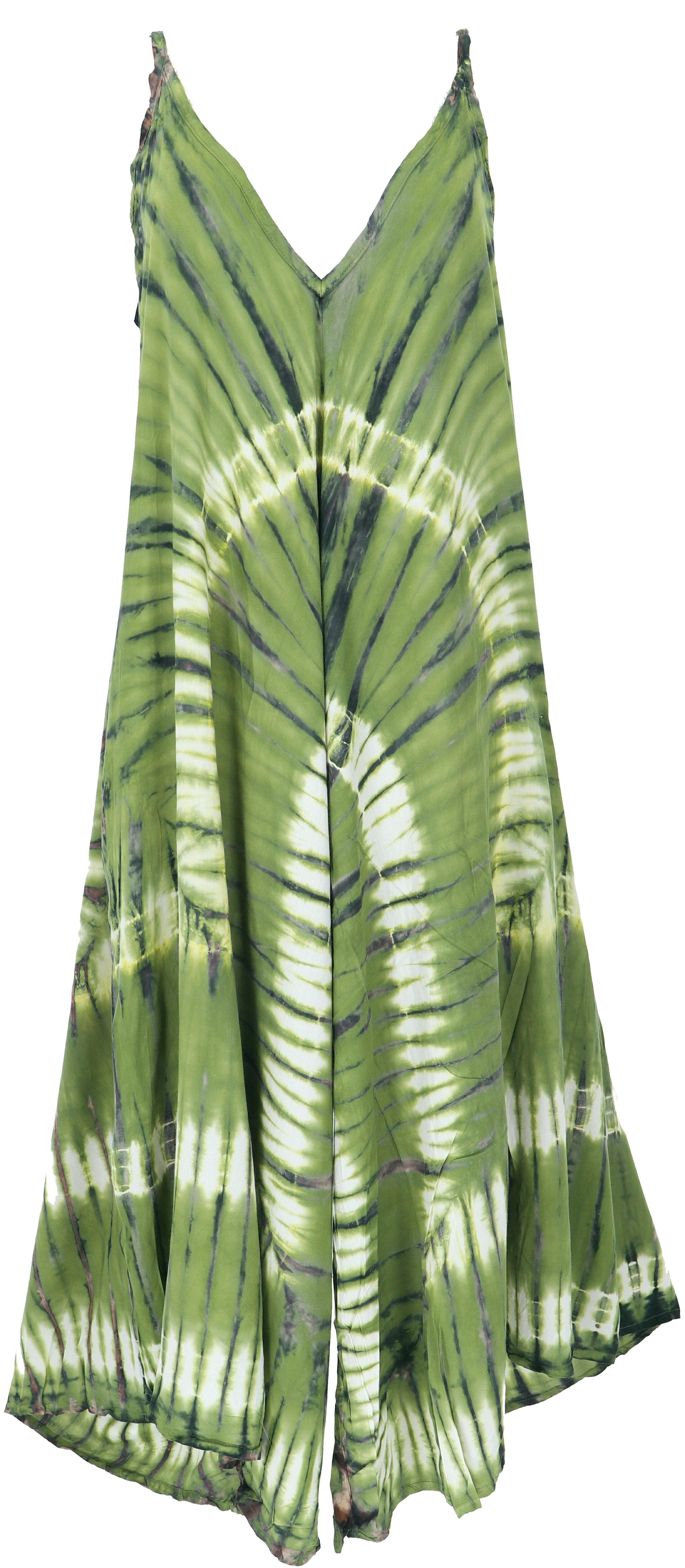 Guru-Shop Relaxhose Batik Jumpsuit, Sommer Overall, Hosenkleid - grün alternative Bekleidung