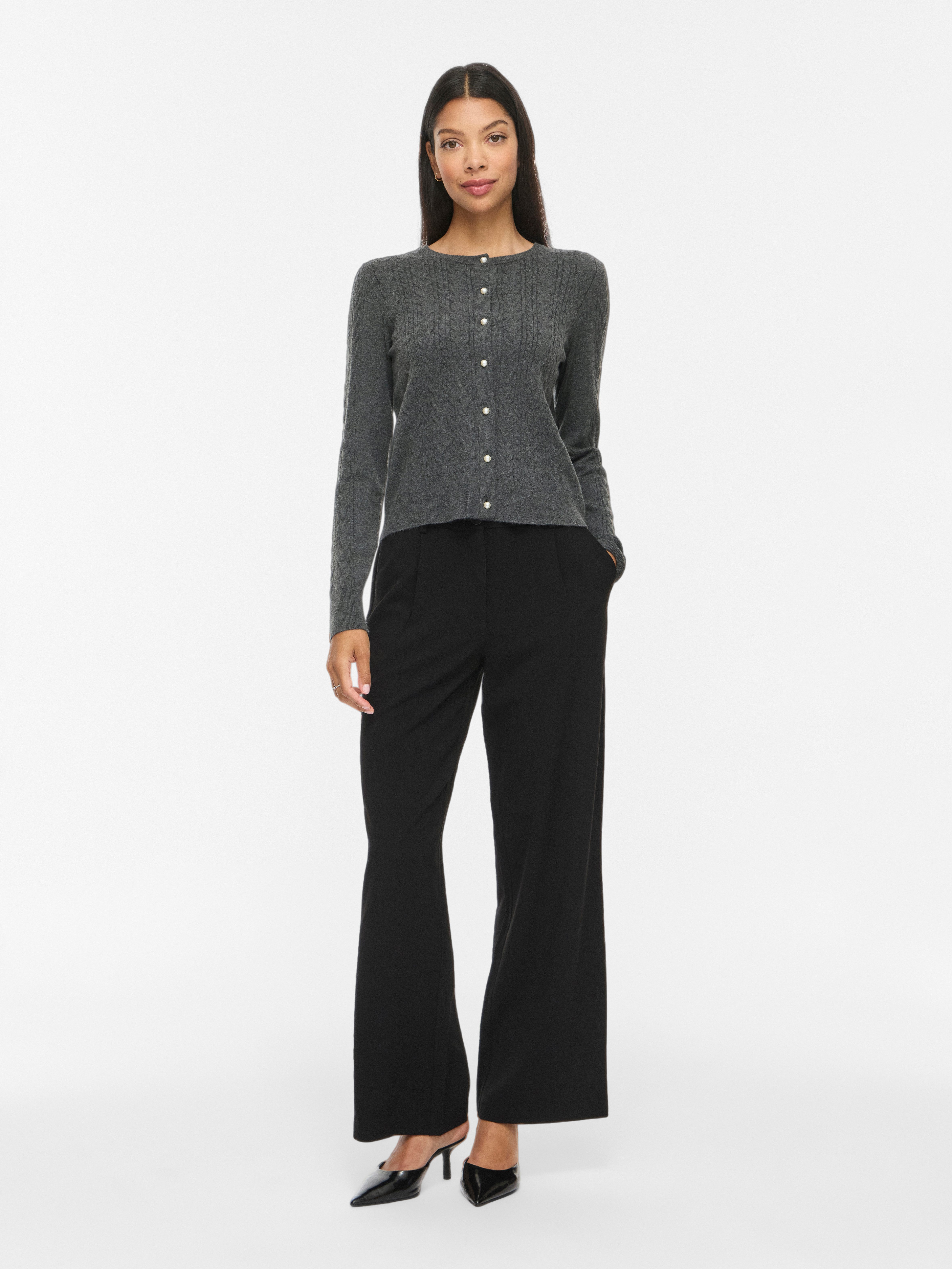 Vila Strickjacke VIKERRY CABLE L/S KNIT CARDIGAN-NOOS Materialmix, normal geschnitten