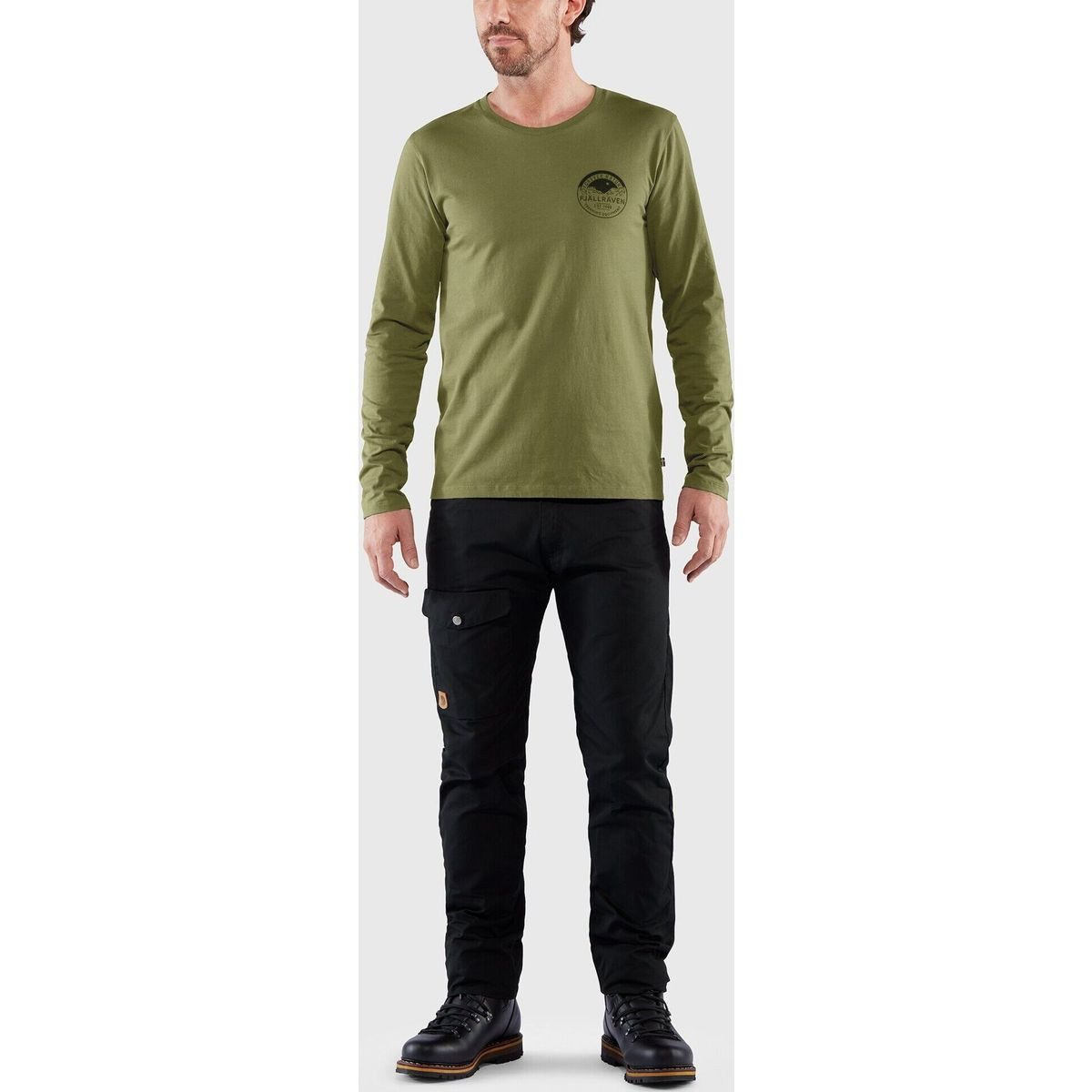 Fjällräven Funktionsshirt Forever Nature Badge LS M Langarmshirt aus Bio-Baumwolle mit „Forever Nature“-Emblem, ideal für