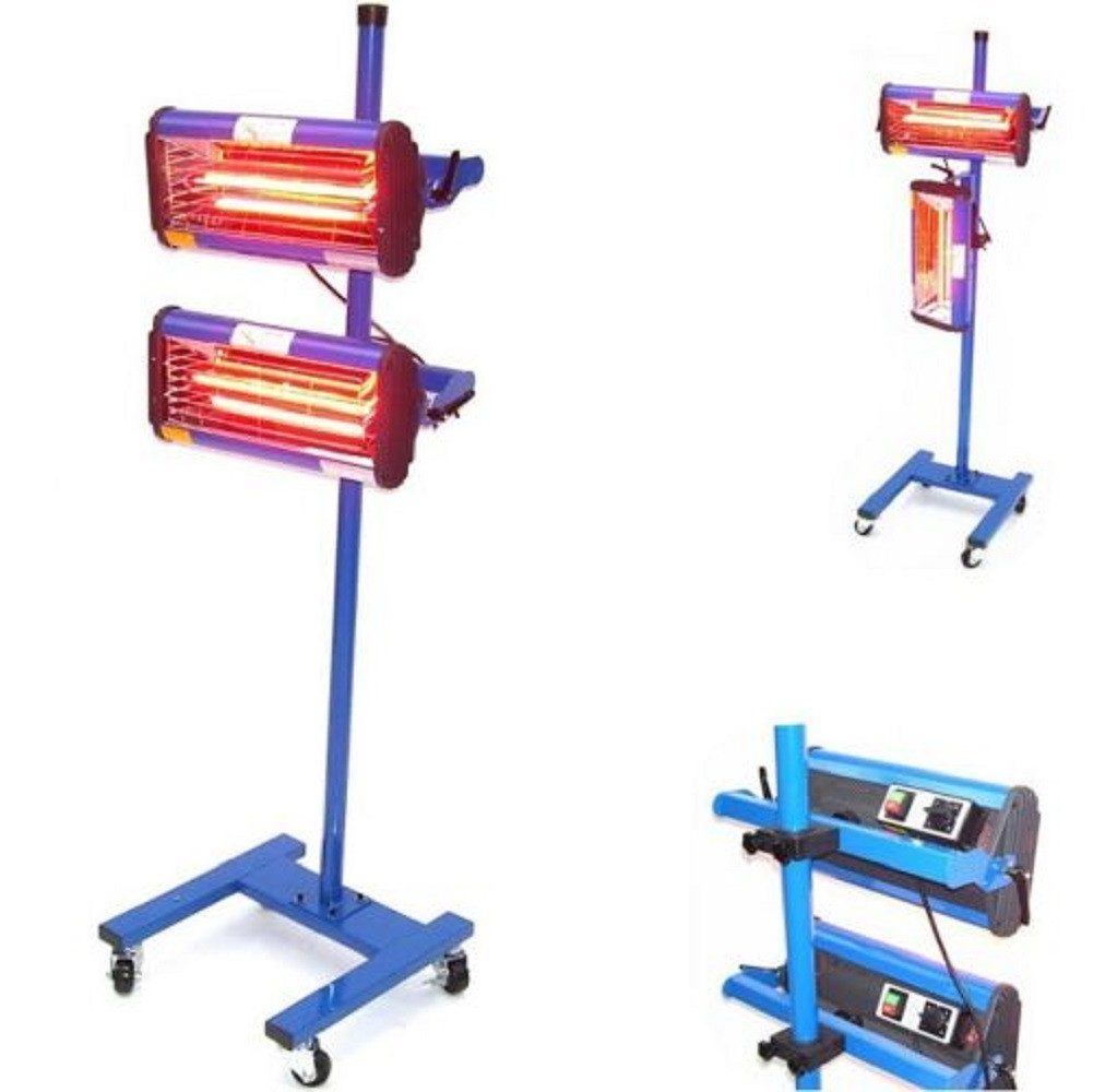 Apex Infrarotstrahler 2x IR 1000W Infrarotstrahler + 1x Fahrwagen Lacktrockner 55180