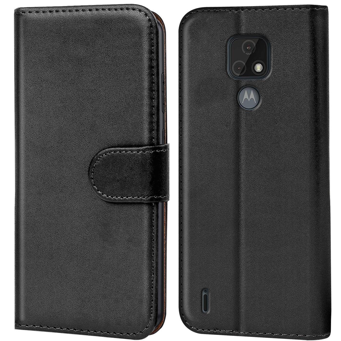 CoolGadget Handyhülle Wallet Klapp Tasche Book Case für Motorola Moto E7 6,5 Zoll, Hülle Klapphülle Flip Cover Etui Schutzhülle