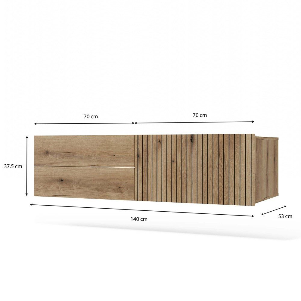 Raumhirsch Furniture Badkommode Unterschrank Badezimmerschrank Badschrank (Hängeschrank Maße 53 x 37 x 140 cm, stabil & einfach Montage) – Bild 4 von 5