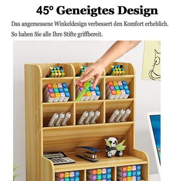 zggzerg Bücherregal Holz-Schreibtisch-Organizer mit Schublade, DIY-Stifthalter