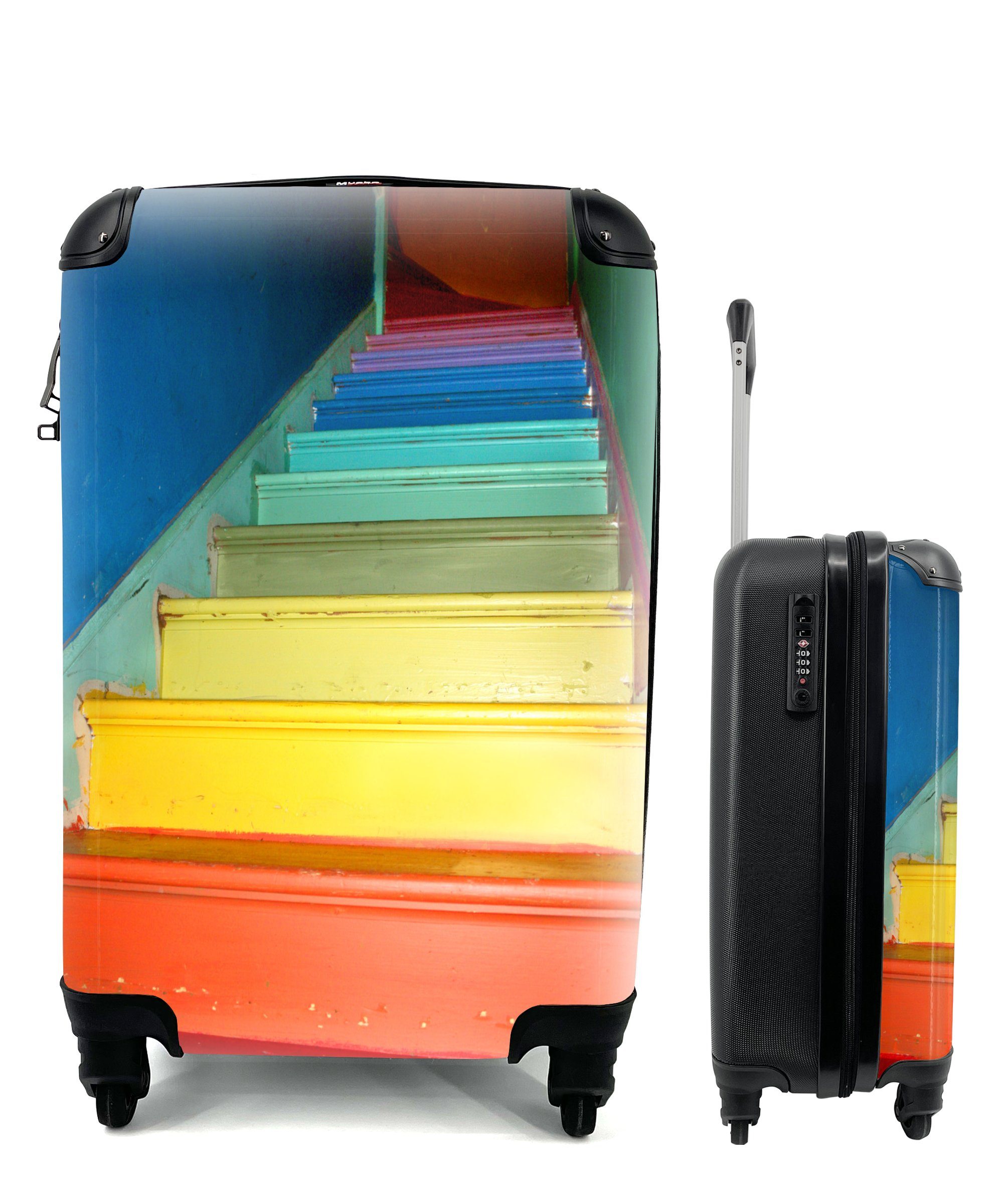 Farben Regenbogens, 4 Handgepäck den Treppe Handgepäckkoffer Reisekoffer Trolley, Ferien, in Rollen, für Reisetasche rollen, des mit MuchoWow