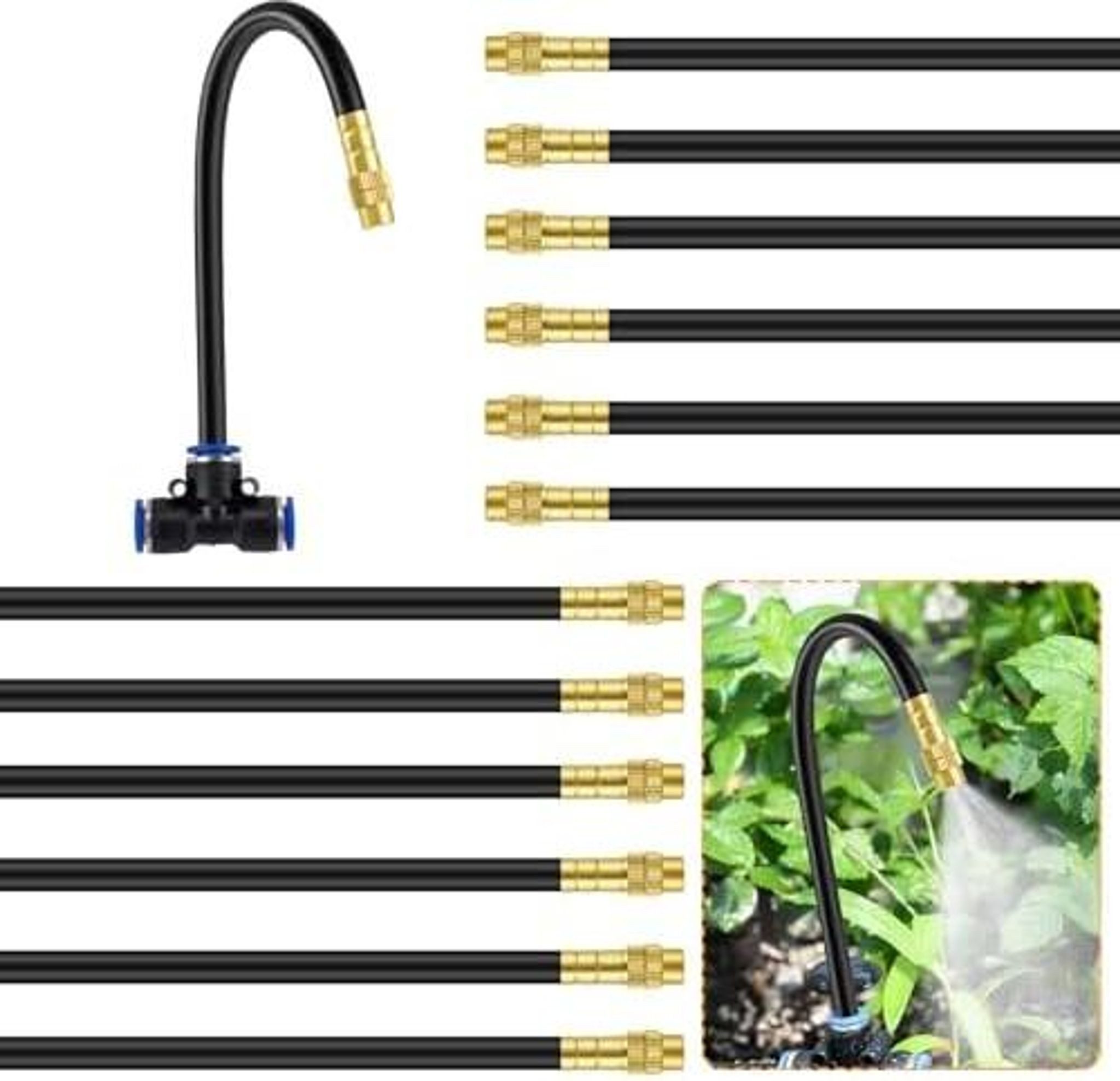 FELIXLEO Bewässerungssystem 12 Bewässerungsdüsen 8mm Nebeldüse 20,5cm Garten Sprüher