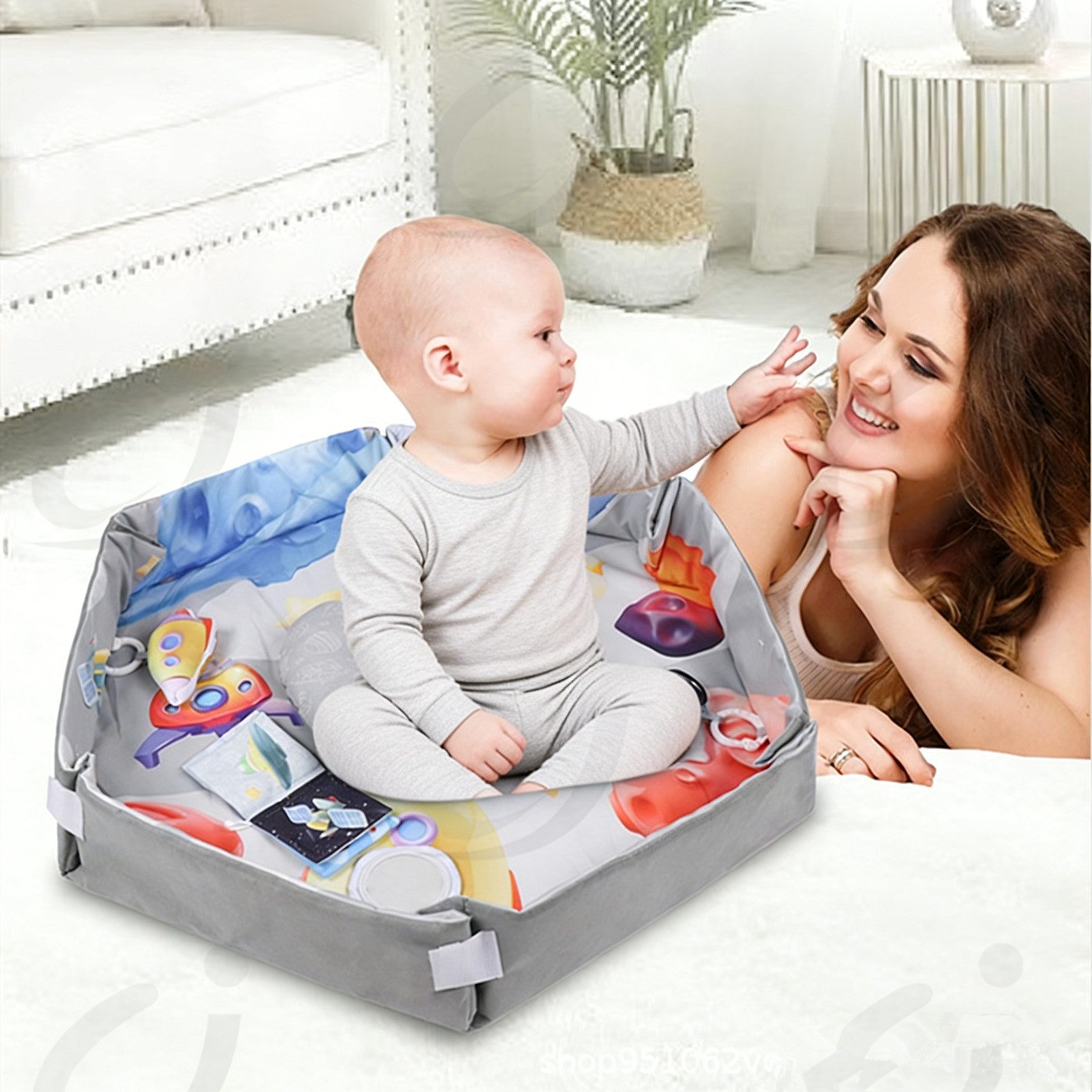 Insma Spielbogen Baby Gym Farbspiel Spielmatte Zaun, faltbarer Baby Krabbeldecke Spielecke mit Lernspielzeug