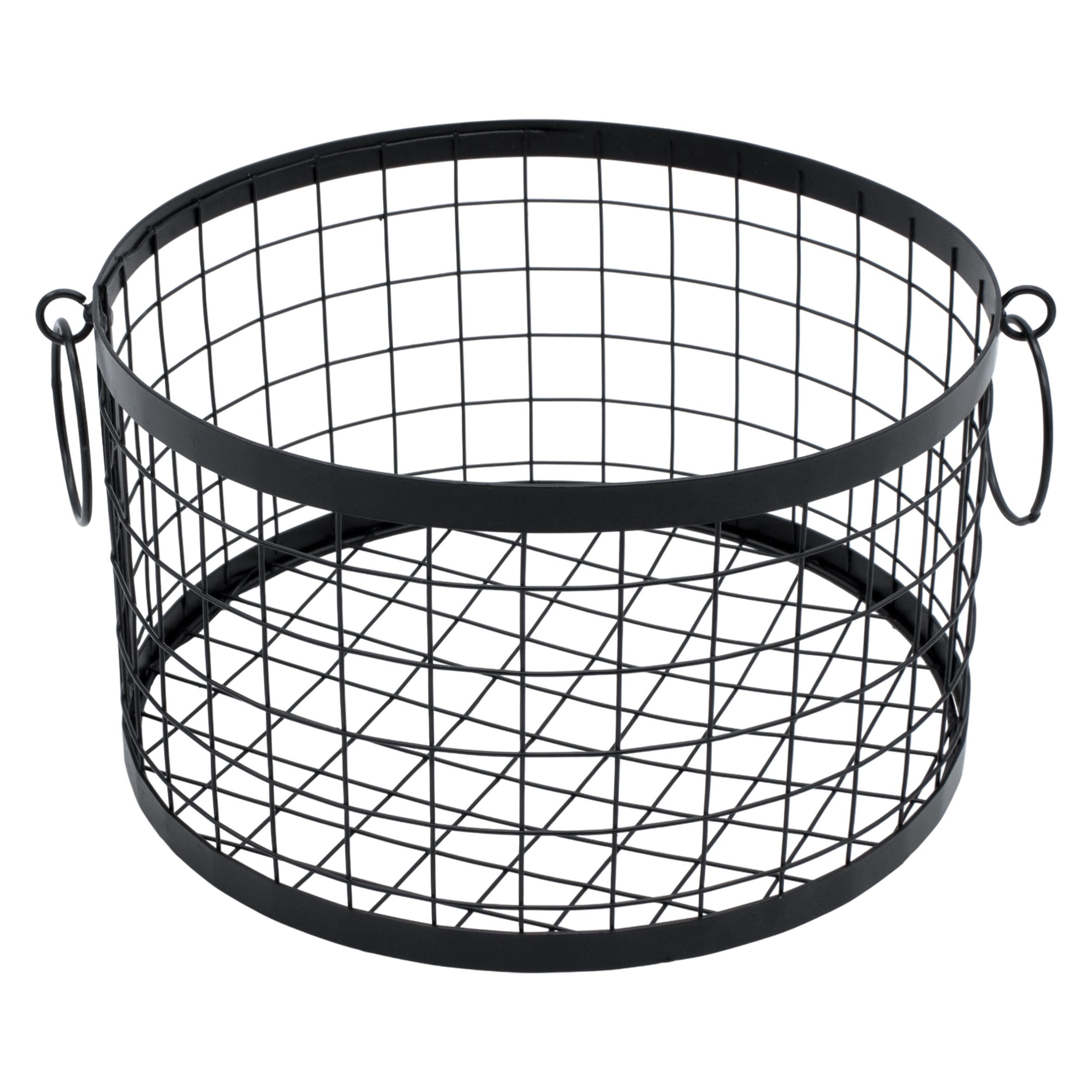 Spetebo Aufbewahrungskorb Metall Gitterkorb rund mit Griffen schwarz 2er Set (Anzahl, 2 St., SET), jedes Körbchen mit 2 Griffen – Bild 4 von 5