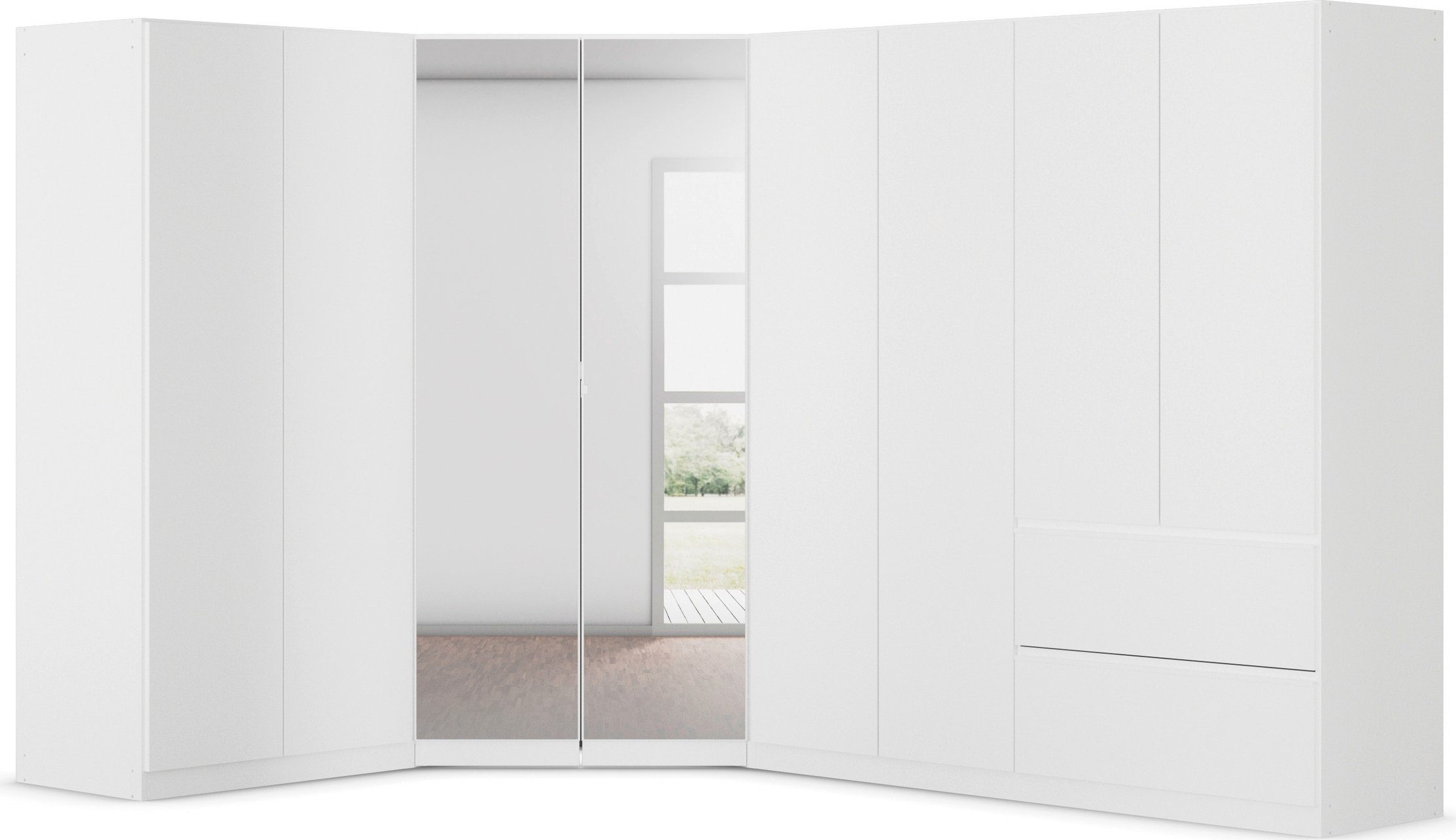 rauch Schrank-Set Kleiderschrank Schrank Garderobe Wäscheschrank COSTA mit Spiegel, viel Platz, grifflose Front und Push-to-Open Funktion MADE IN GERMANY