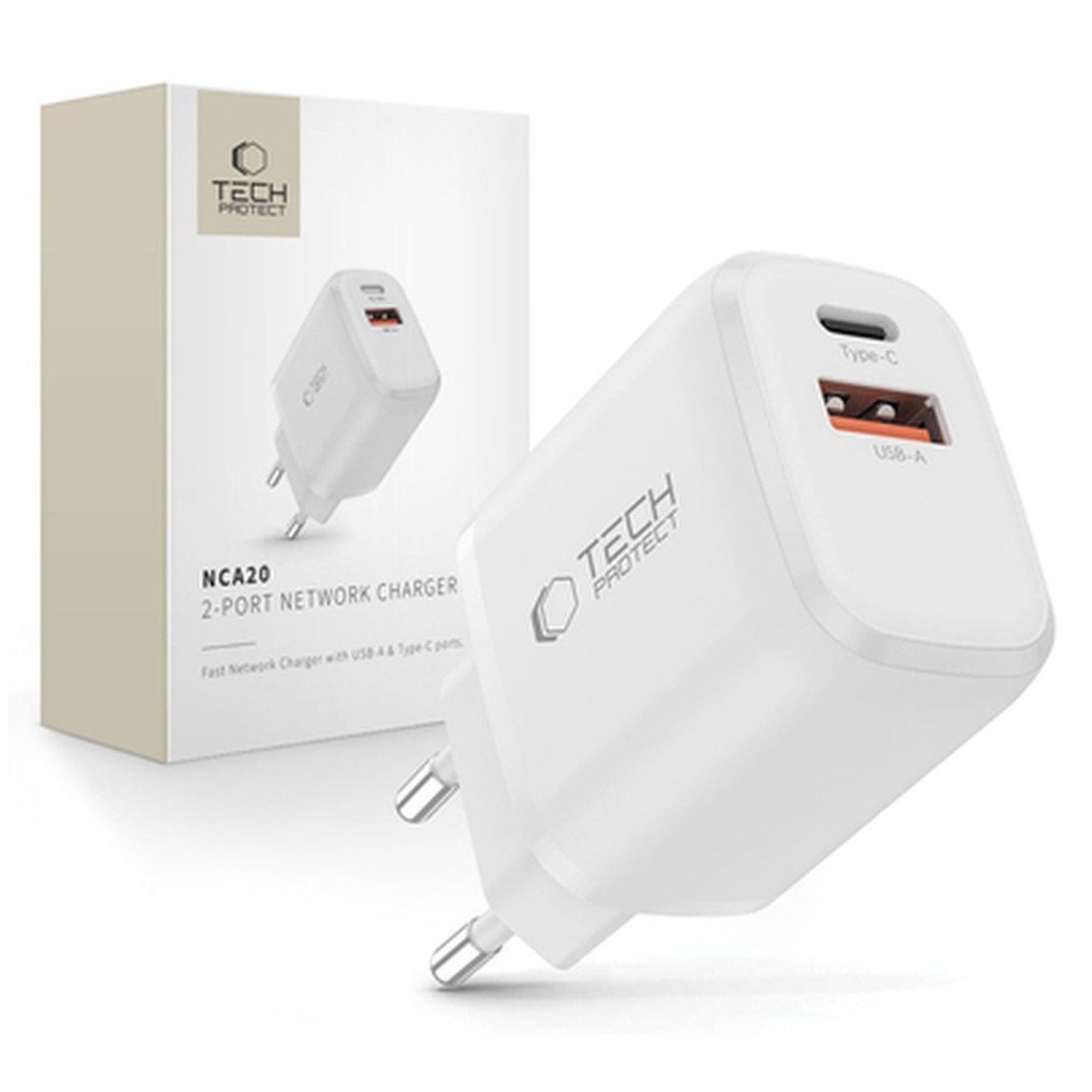 TECH PROTECT Tech Protect NCA20 PD 20 W QC3.0USB-A USB-C WandLadegerät Smartphone-Ladegerät