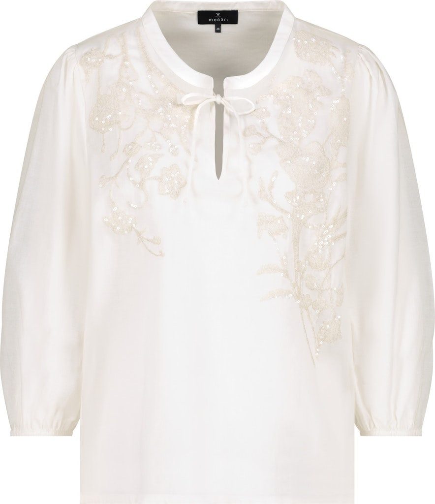 Monari Klassische Bluse elegante Blumenstickerei mit funkelnden Details