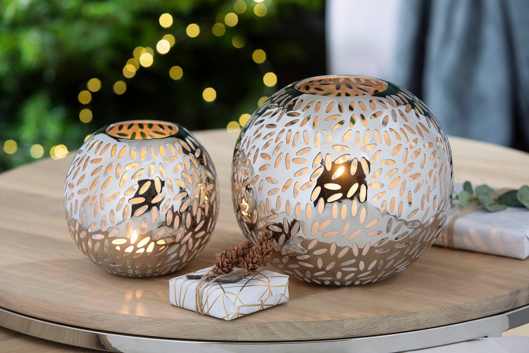 Fink Windlicht Kerzenhalter DARIA (1 St), aus Eisen, mit ellipsenförmigen Cut-Outs