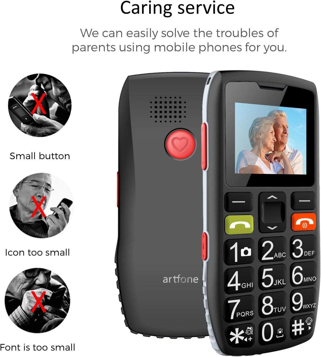 artfone C1+ Senioren Handy ohne Vertrag mit Notruftaste Rentnerhandy Seniorenhandy (Große Tasten, 10 Tage Akkulaufzeit, 100 Kontakte) – Bild 2 von 5