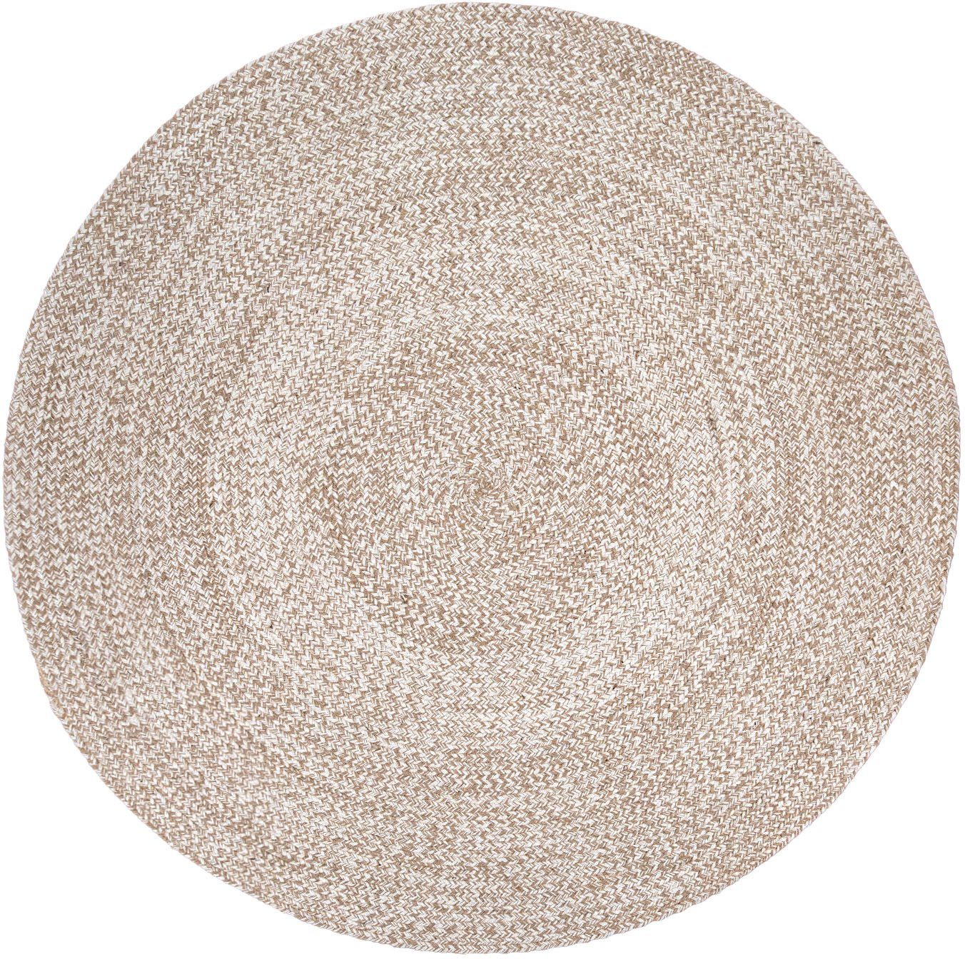Paco Home Teppich Viborg 595, rund, Höhe: 13 mm, Jute, Modern, Boho, Handgefertigter Natur-Teppich
