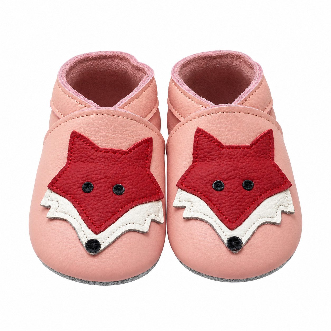 Yihakids Baby Krabbelschuhe Lauflernschuhe Hausschuhe Lederschuhe Fuchs Rosa Barfußschuh Rutschfest atmungsaktiv