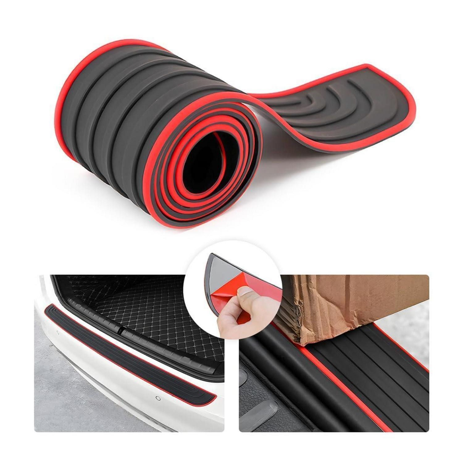 LuxusKollektion Ladekantenschutz Stoßstangenschutz Auto Gummi Einstiegsleisten Schwarz Rot 90x7cm