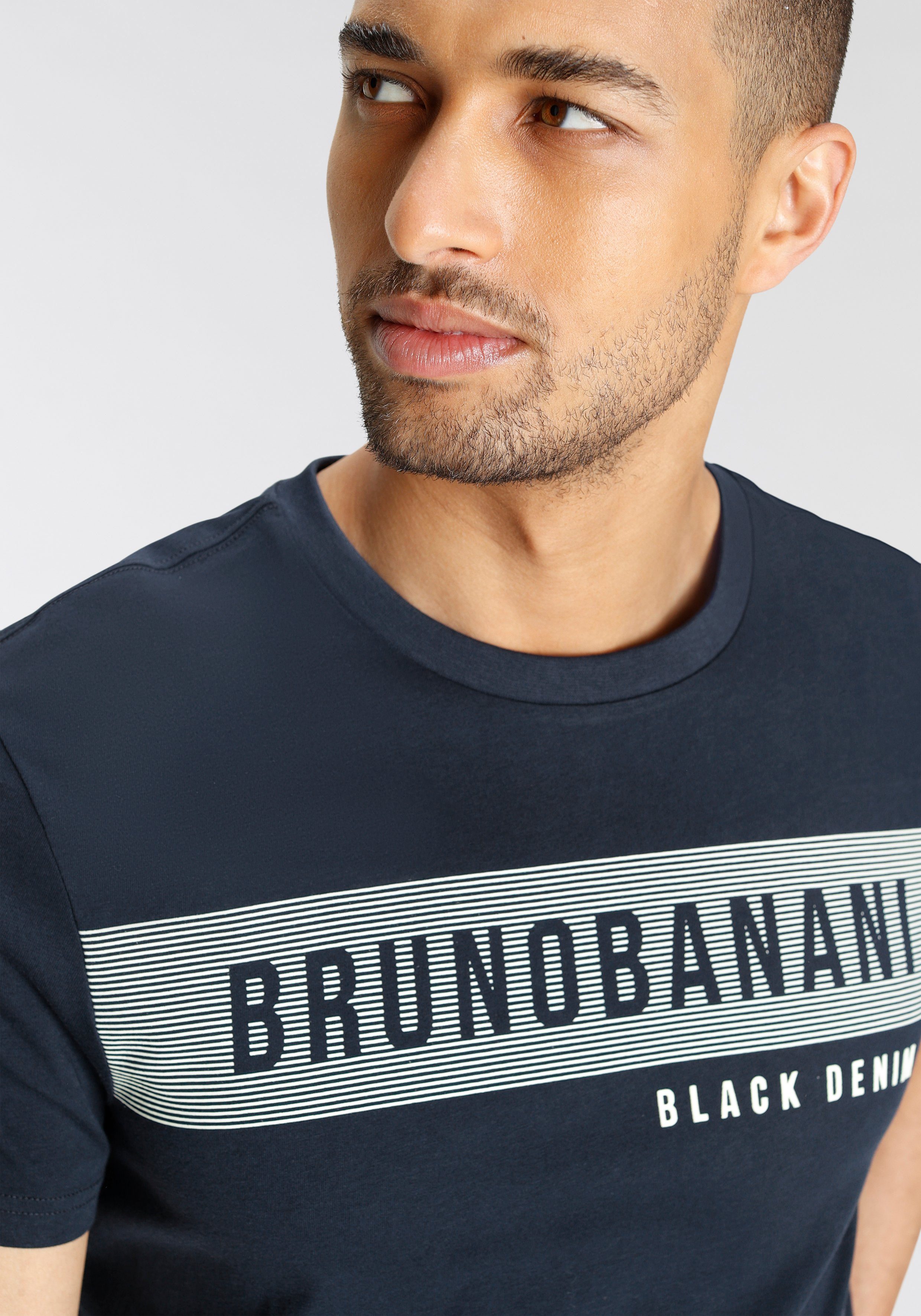 Markenprint T-Shirt marine mit Banani Bruno