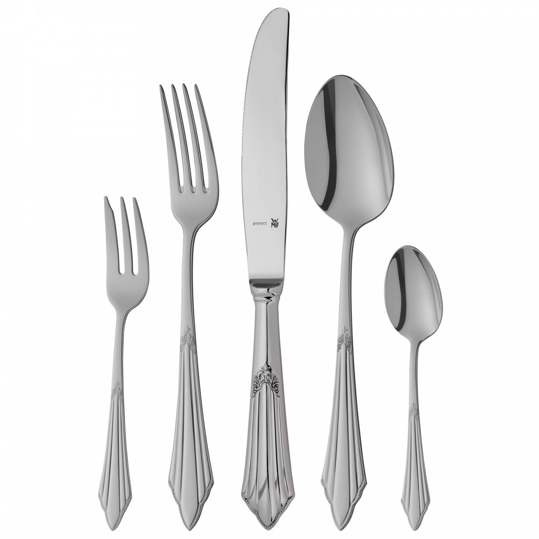 WMF Besteck-Set Fächer Besteck-Set, 66-teilig, Cromargan protect® (66-tlg), 12 Personen, Cromargan protect, Cromargan protect poliert, kratzbeständig, spülmaschinengeeignet