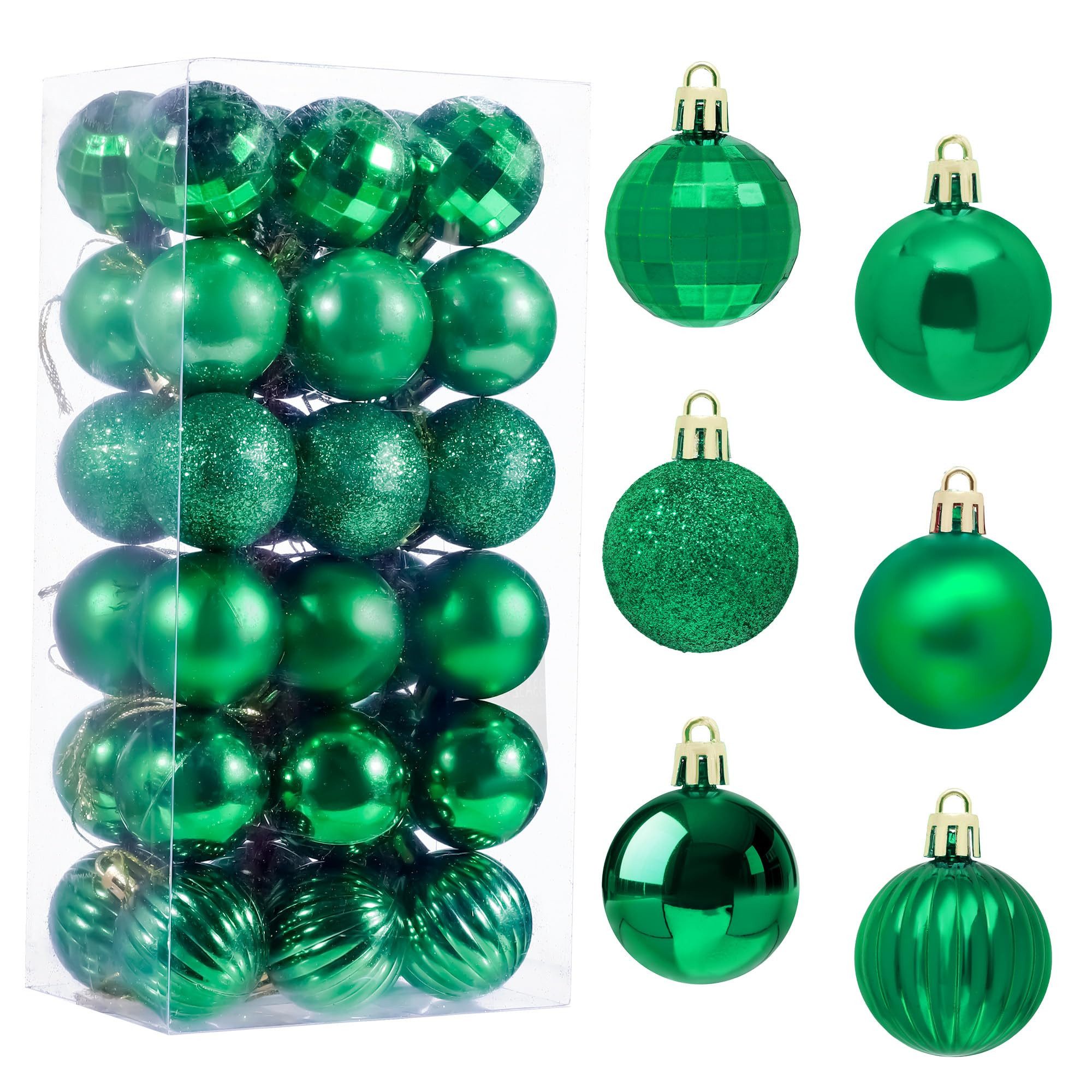 Coonoor Weihnachtsbaumkugel 36-teiliges Set Christbaumschmuck Kunststoff Baumspitze (36 St), Christbaumkugeln für Baumdekoration, Partydeko, Ø 4cm