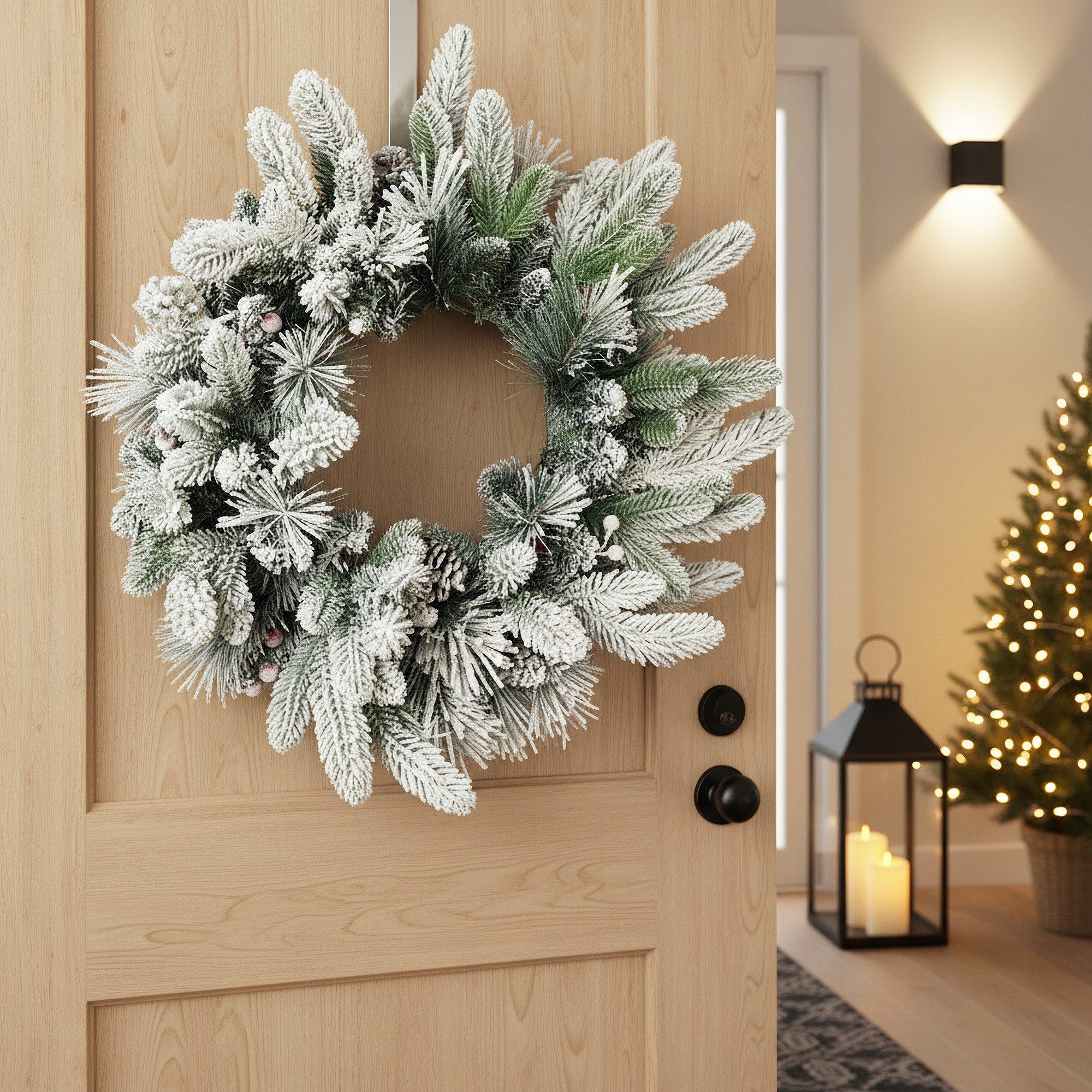 Arnusa Dekokranz Weihnachtskranz 50 cm verschneit Türkranz mit Schnee, Weih günstig online kaufen