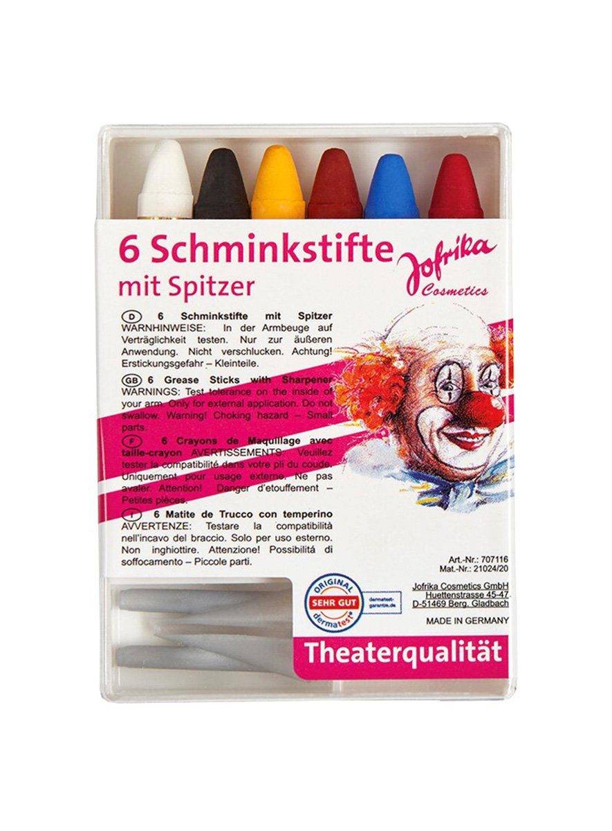 Metamorph Theaterschminke 6 Karneval Schminkstifte, Schminkset für alle klassischen Karnevalsmotive