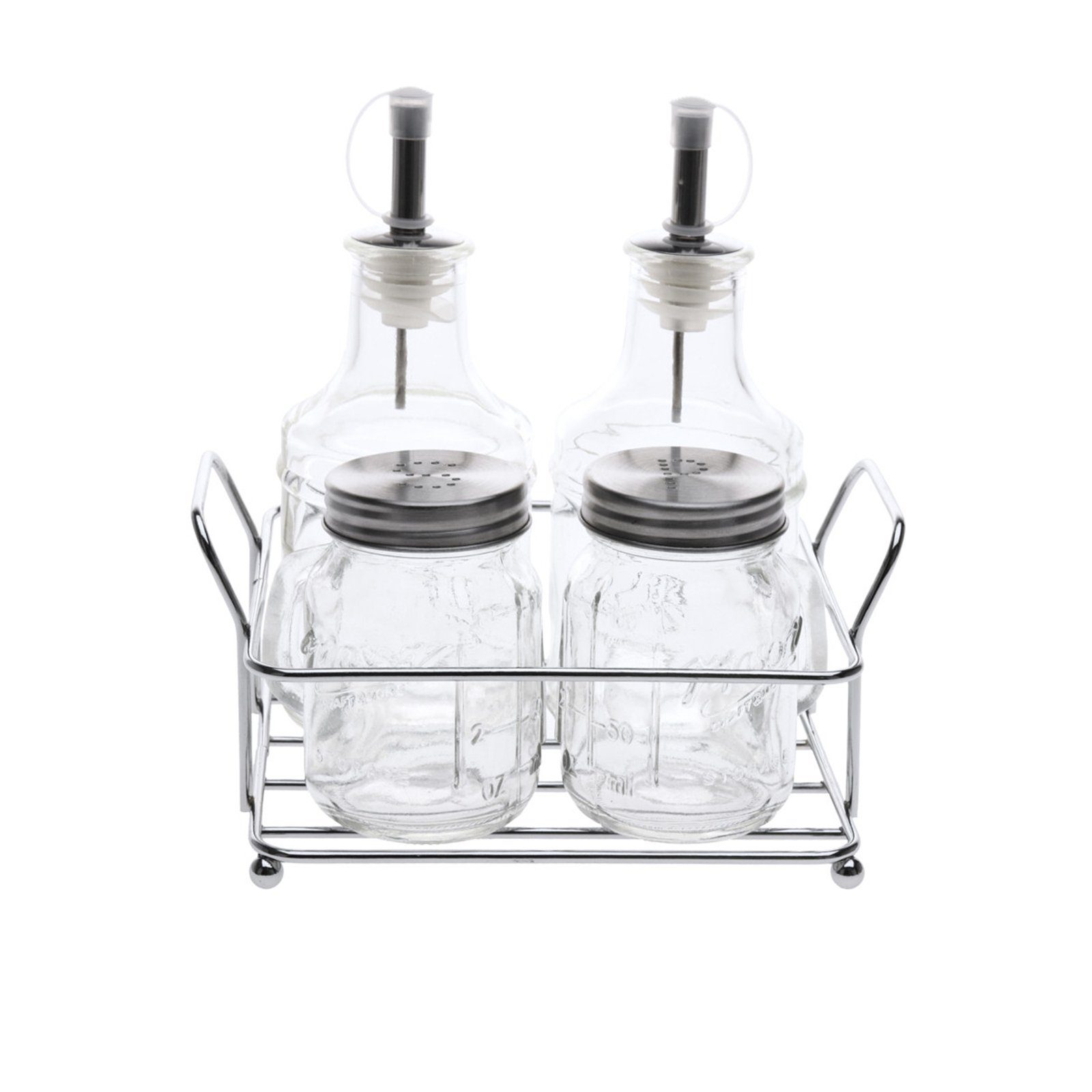 Menage-Set Menage-Set unbefüllt 5 Teile Glas/Metall