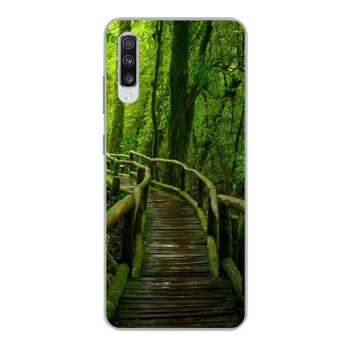 MuchoWow Handyhülle Dschungel - Brücke - Moos - Natur - Tropisch Phone Case Handyhülle Samsung Galaxy A70 Silikon Schutzhülle